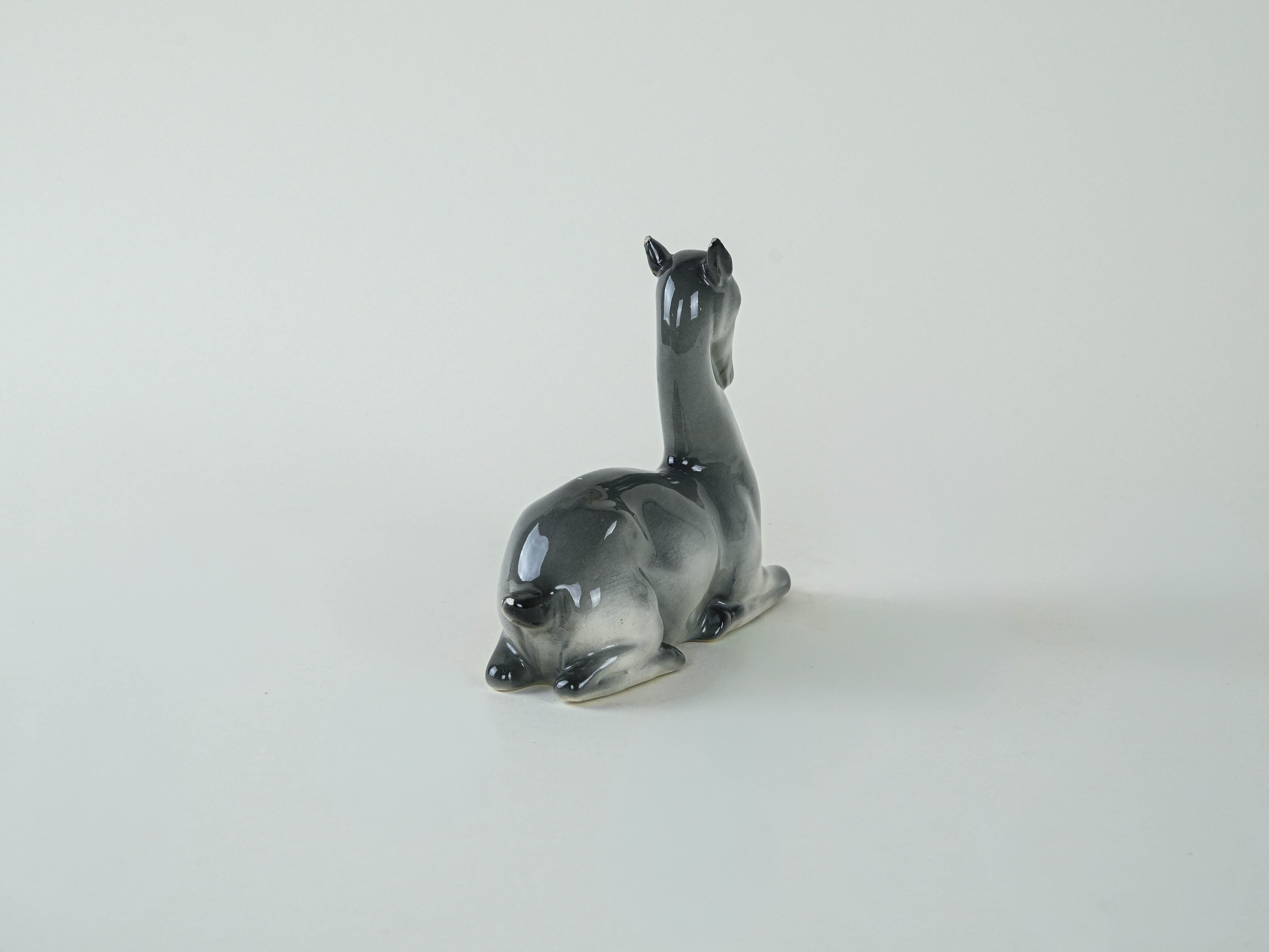 Keramik-Rehkitz-Figur Grau 1970er Jahre