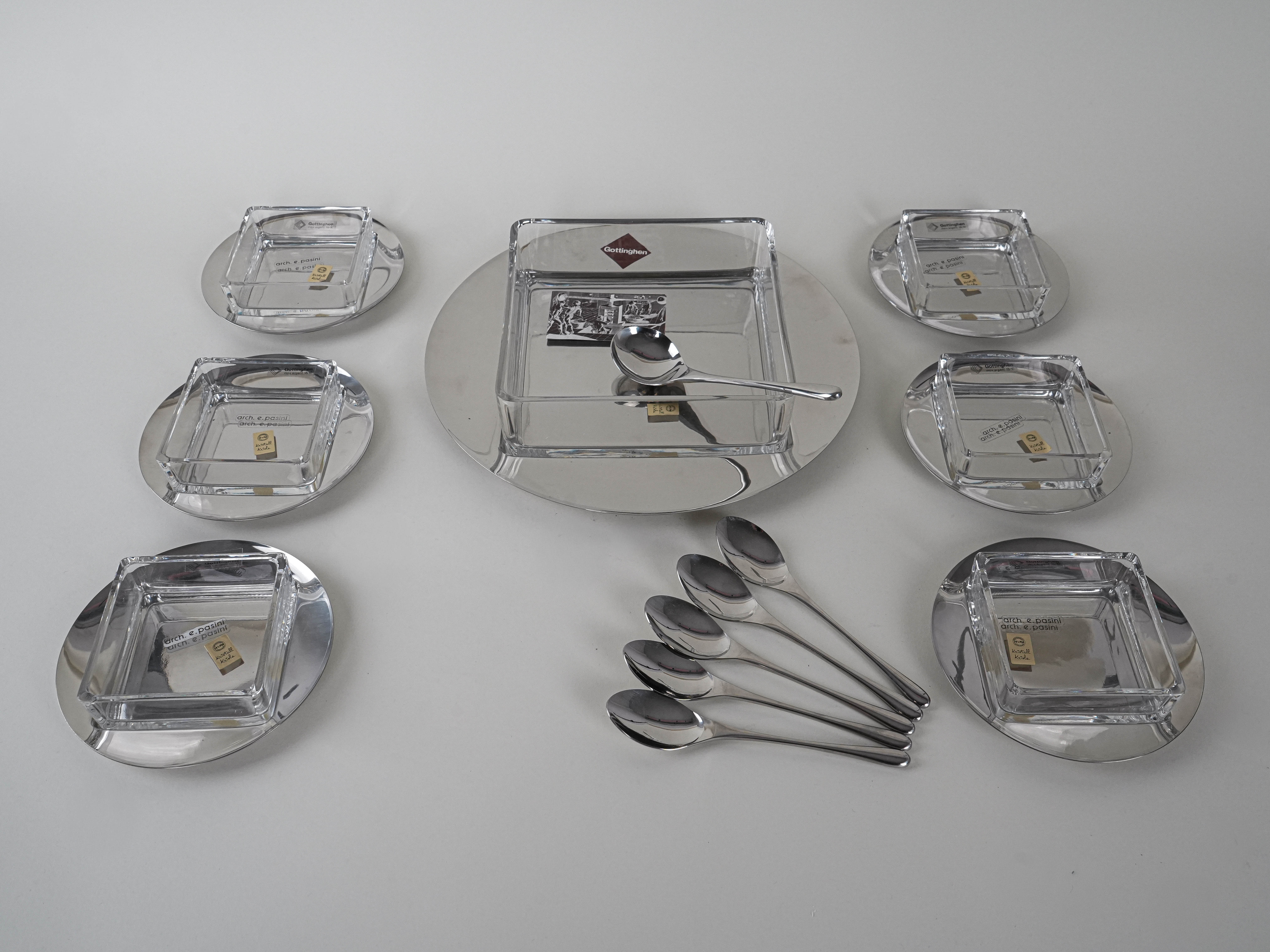 Dessert-Set Edelstahl Silber 1970er Jahre