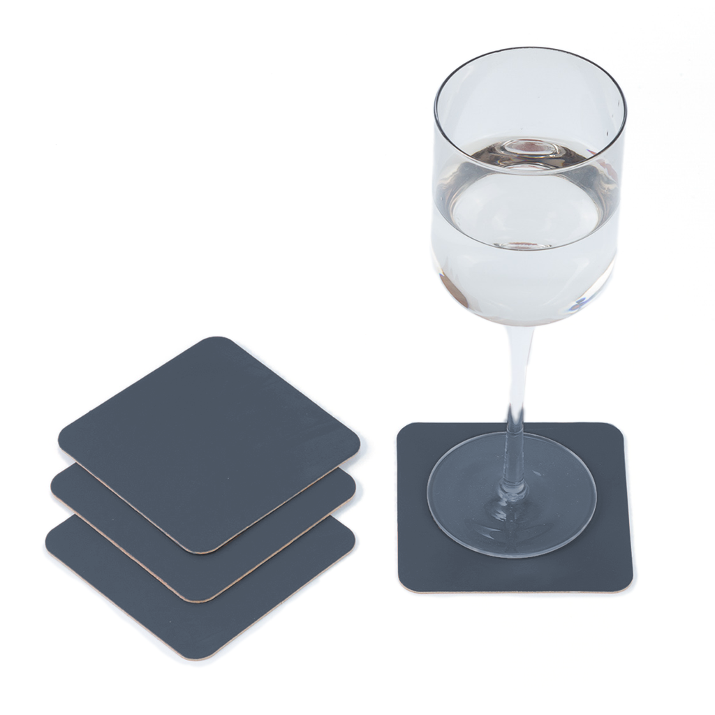 4x Coasters Square 100% Recycled Leather Petrol