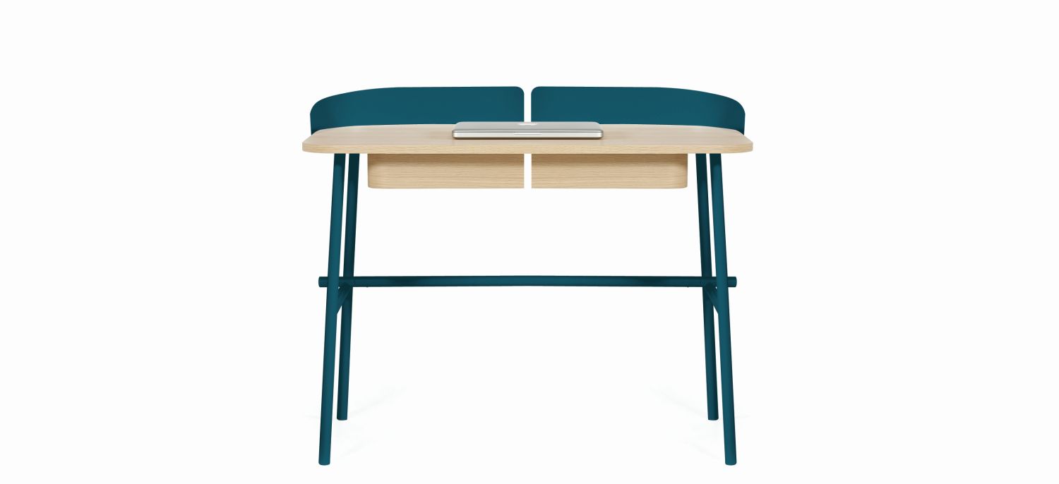 Victor Office Desk Oak Blue