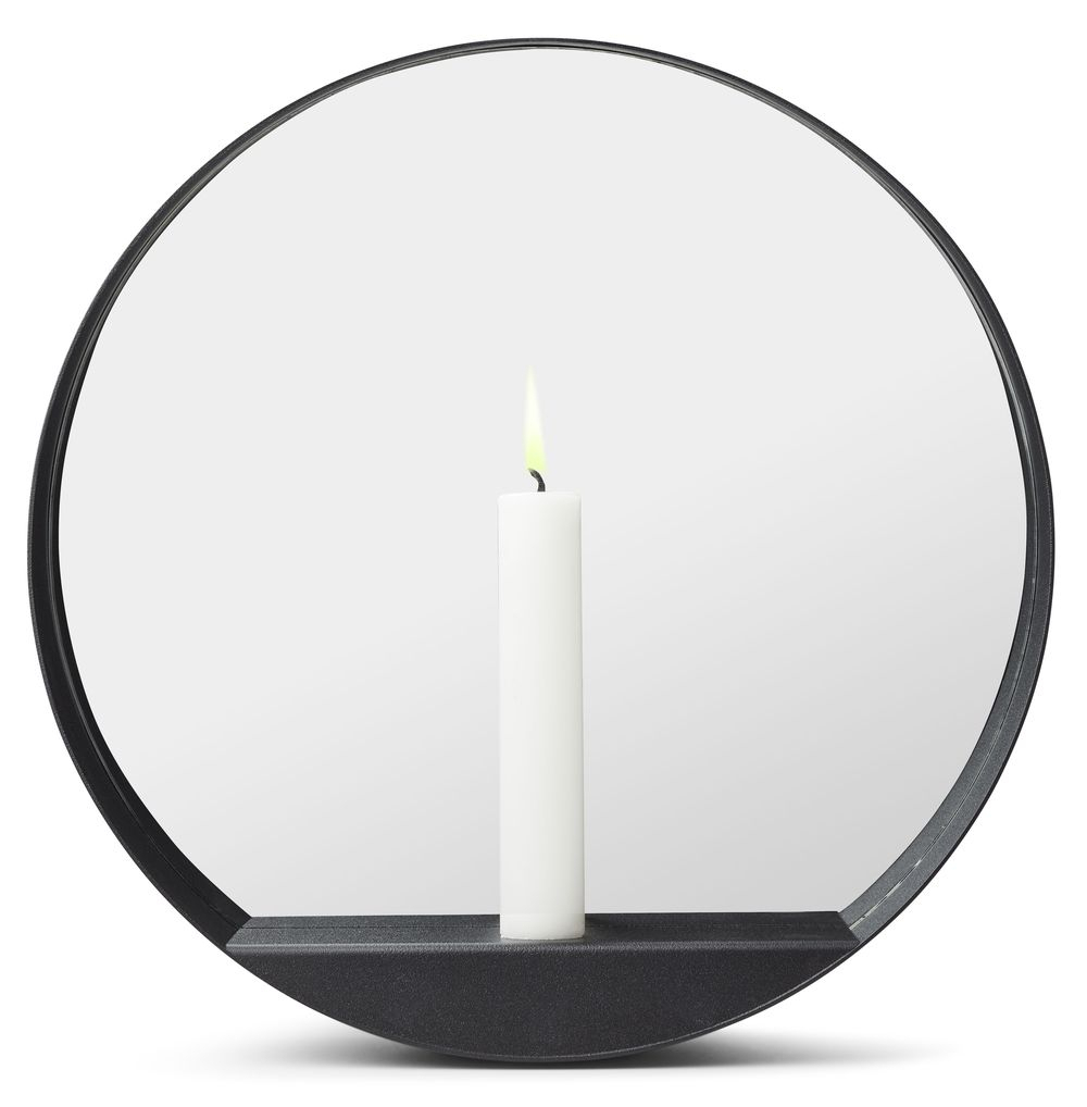 Glim Candle holder Mirror glass Steel Black