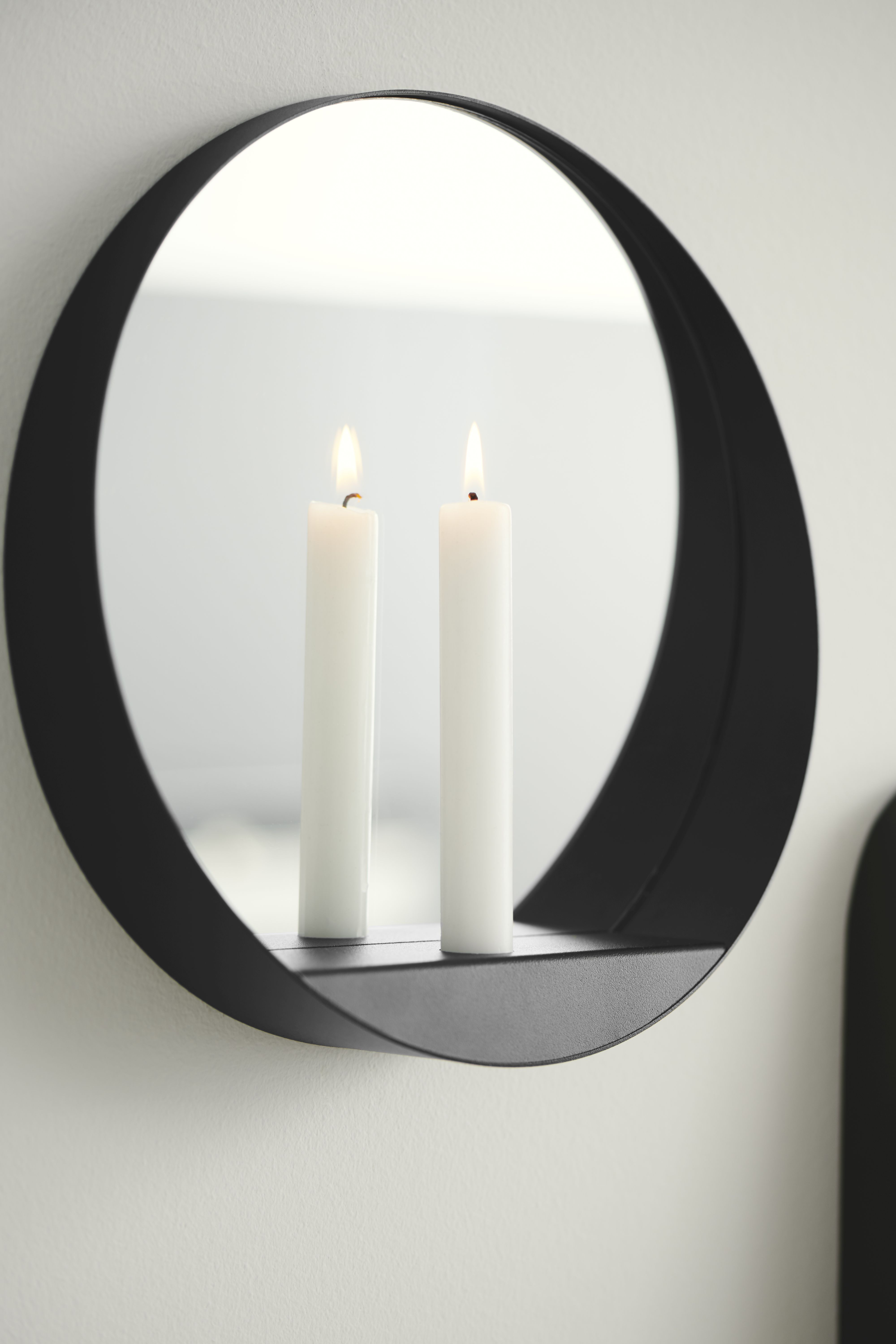 Glim Candle holder Mirror glass Steel Black
