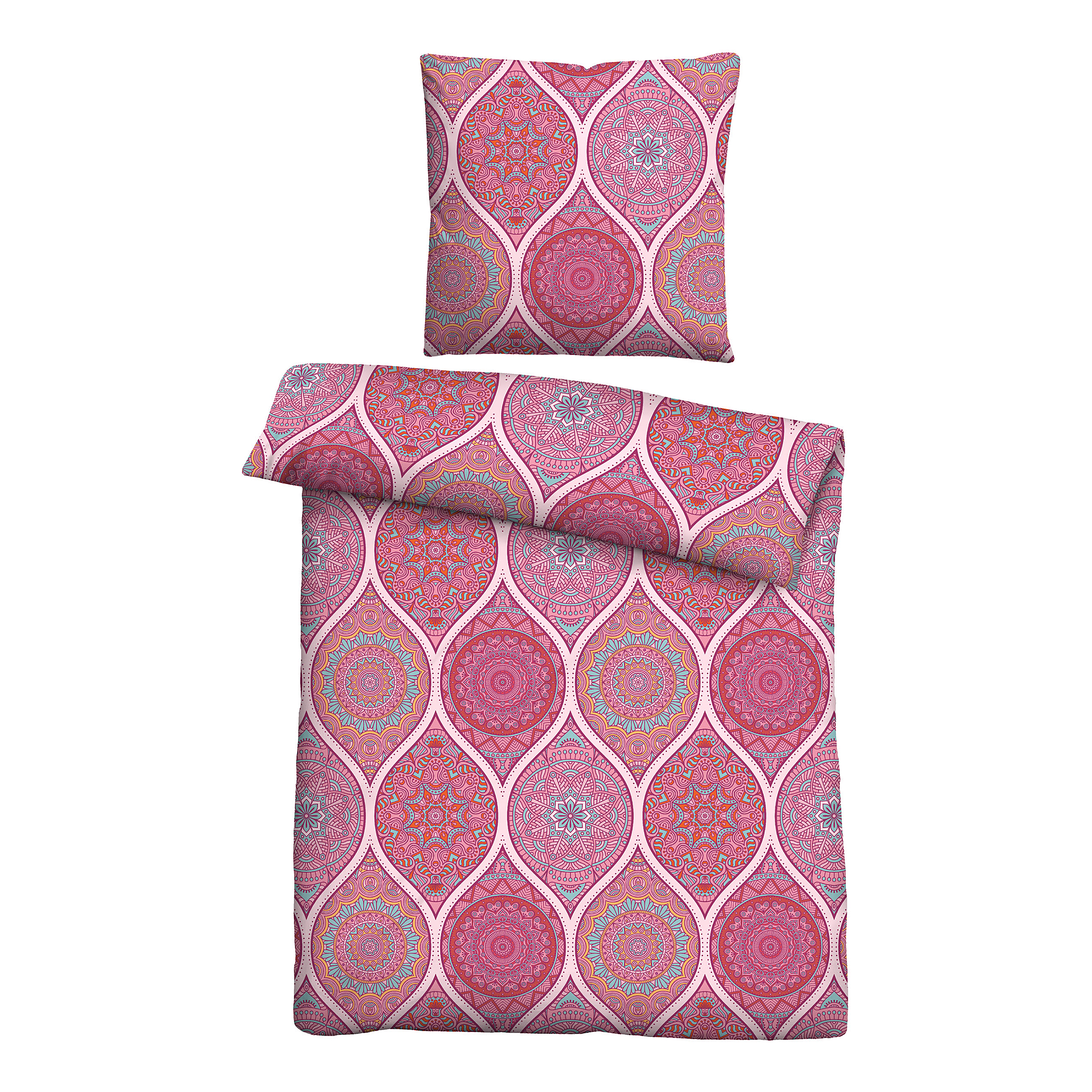 Ornament Bettwäsche Renforcé Rot 155 x 220 Kissen 80 x 80