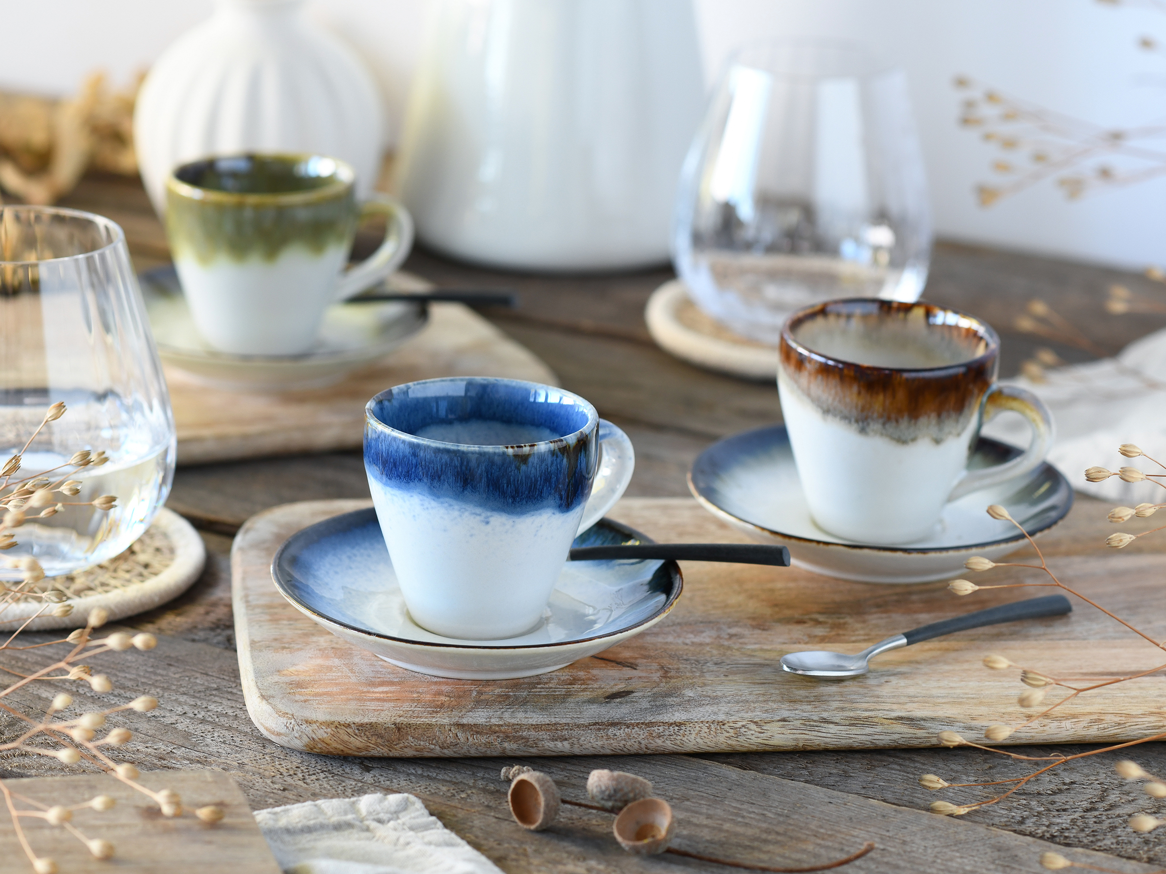 4x Cascade Espresso Cups Stoneware Multicolor