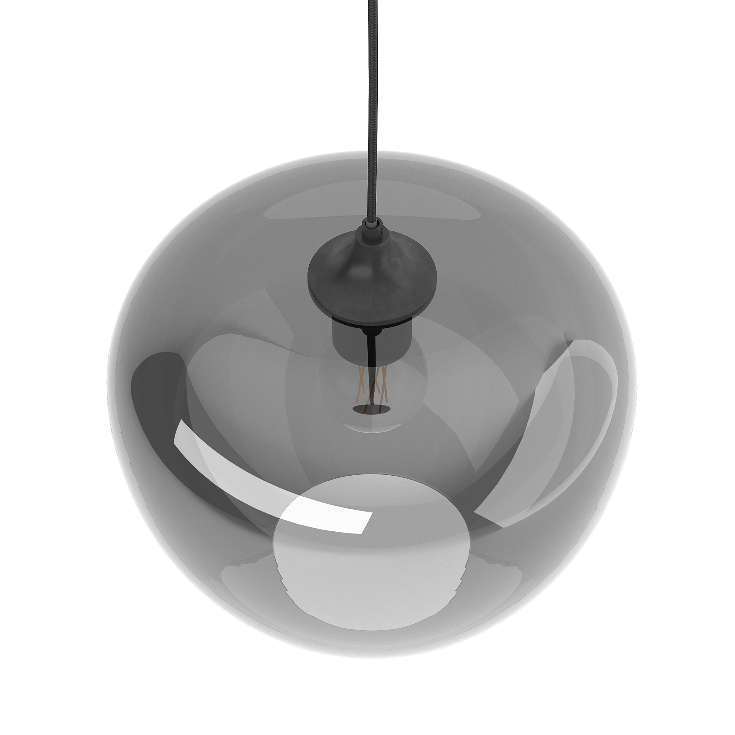 ARA 1-light pendant lamp smoked glass iron grey