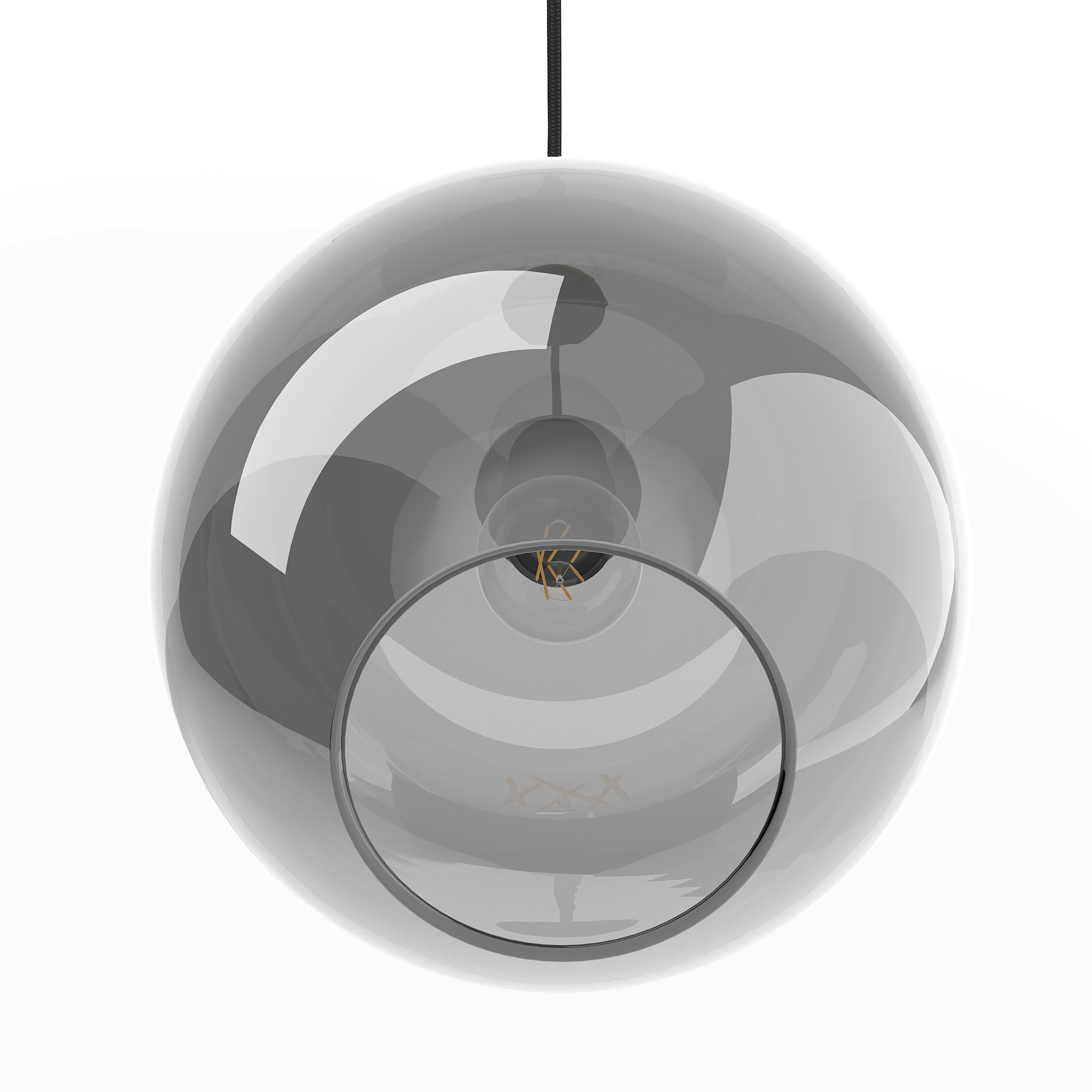 ARA 1-light pendant lamp smoked glass iron grey