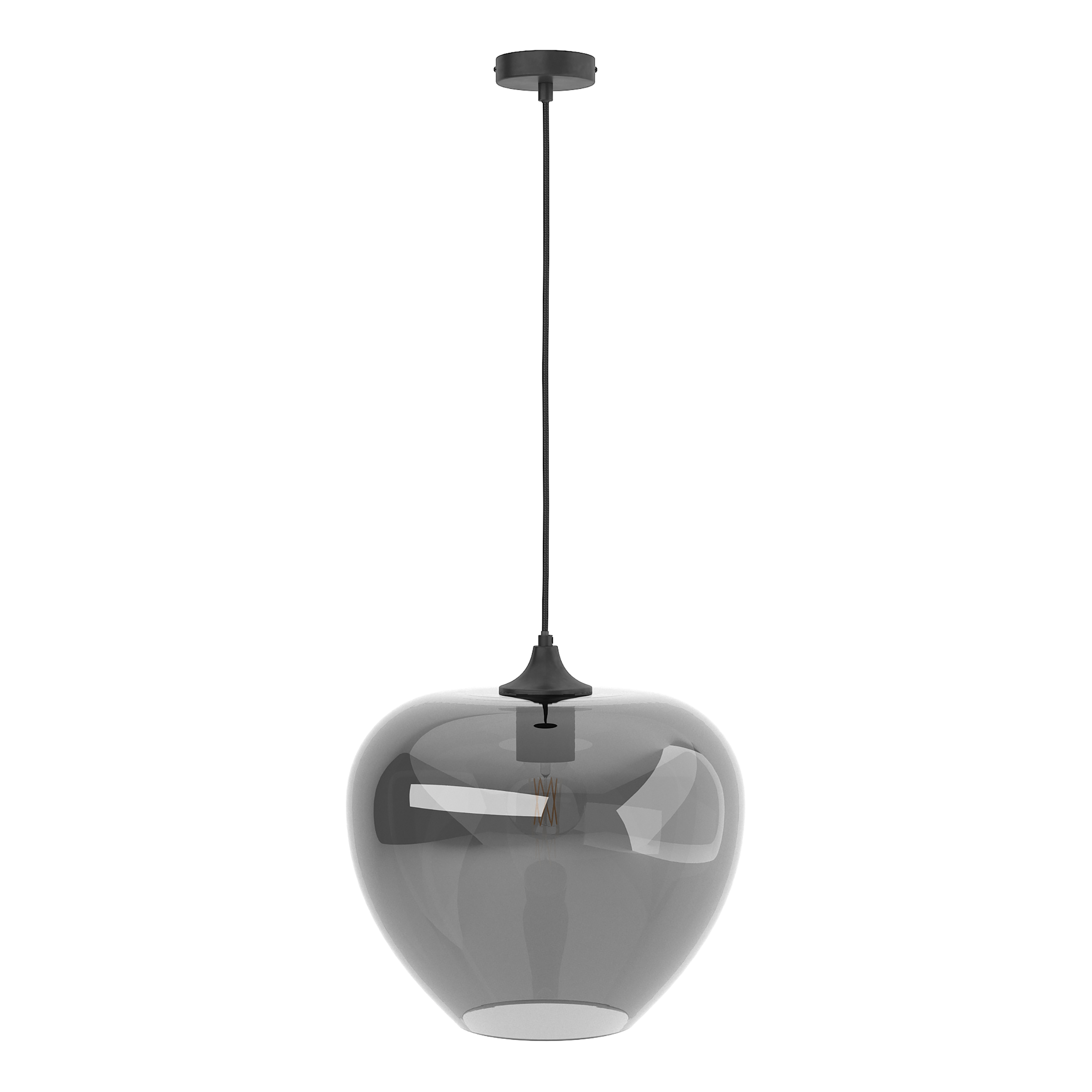 ARA 1-light pendant lamp smoked glass iron grey
