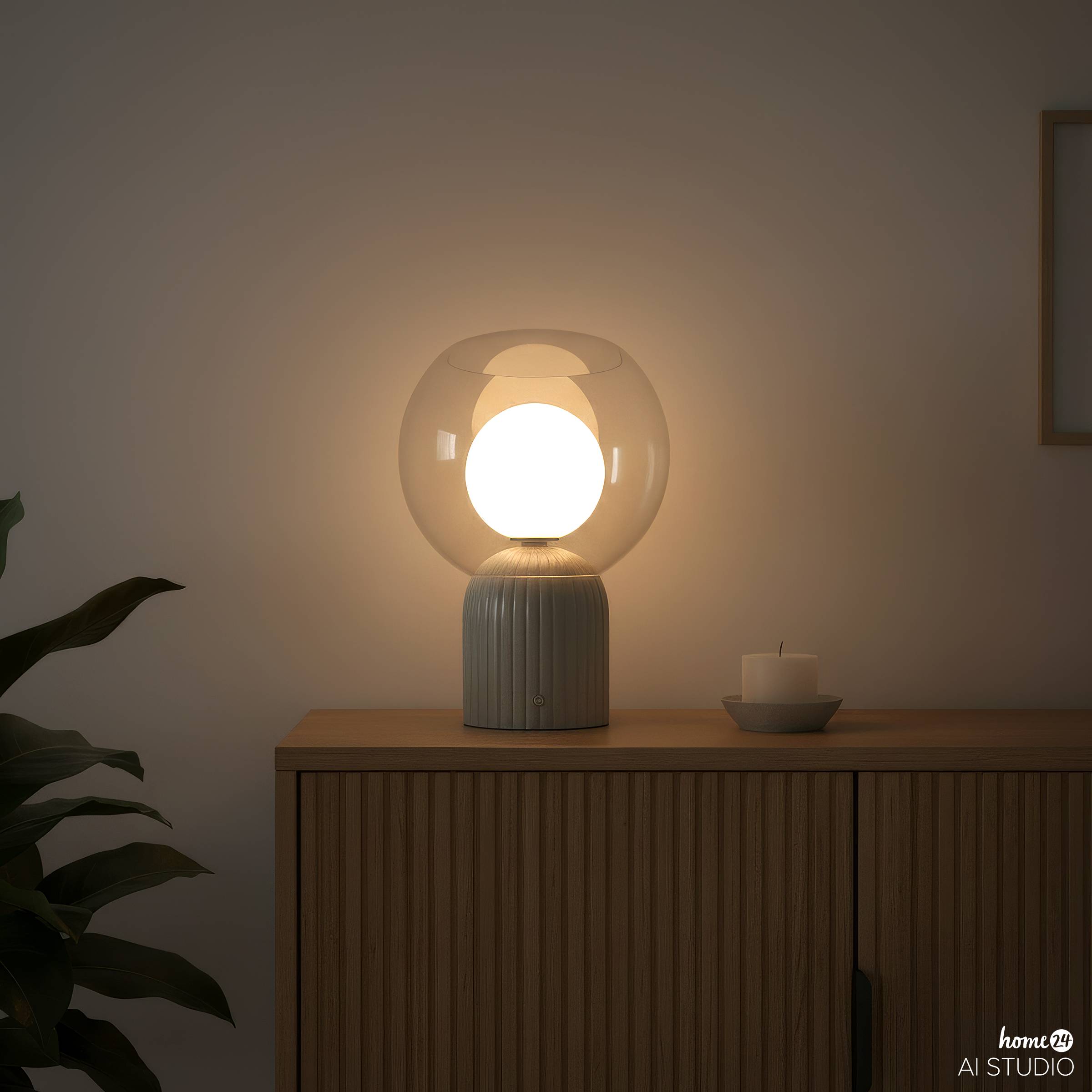 Rechargeable table lamp VISOR Glass Iron Beige