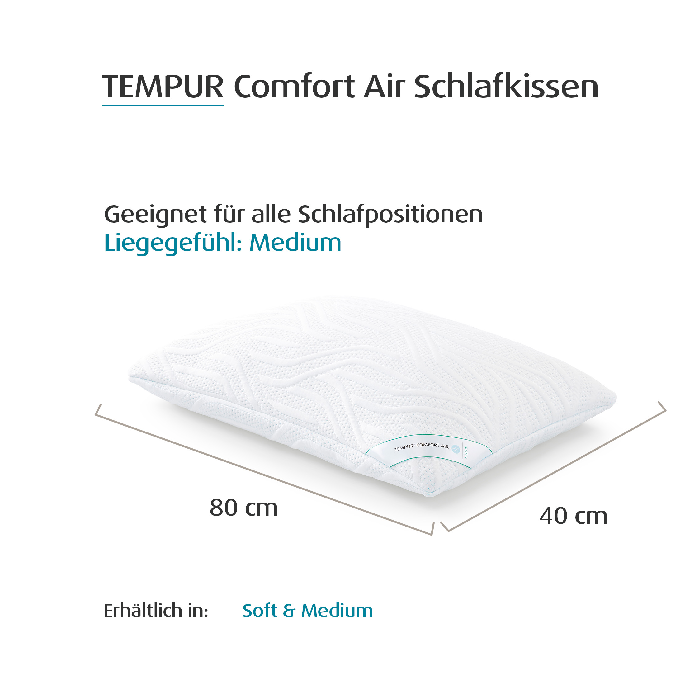 TEMPUR® Comfort Air Schlafkissen, Liegegefühl Medium
