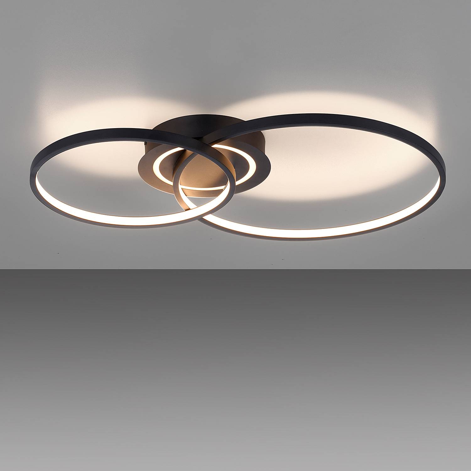 Asmina LED ceiling light 2-bulb iron aluminum black