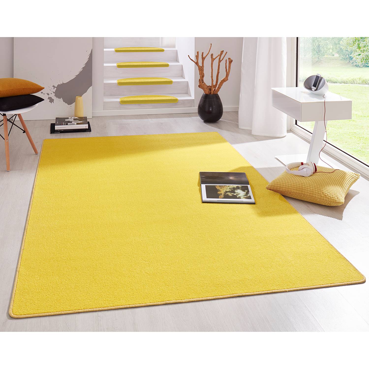 Kurzflorteppich Fancy Mischgewebe Sonnengelb 100x150cm