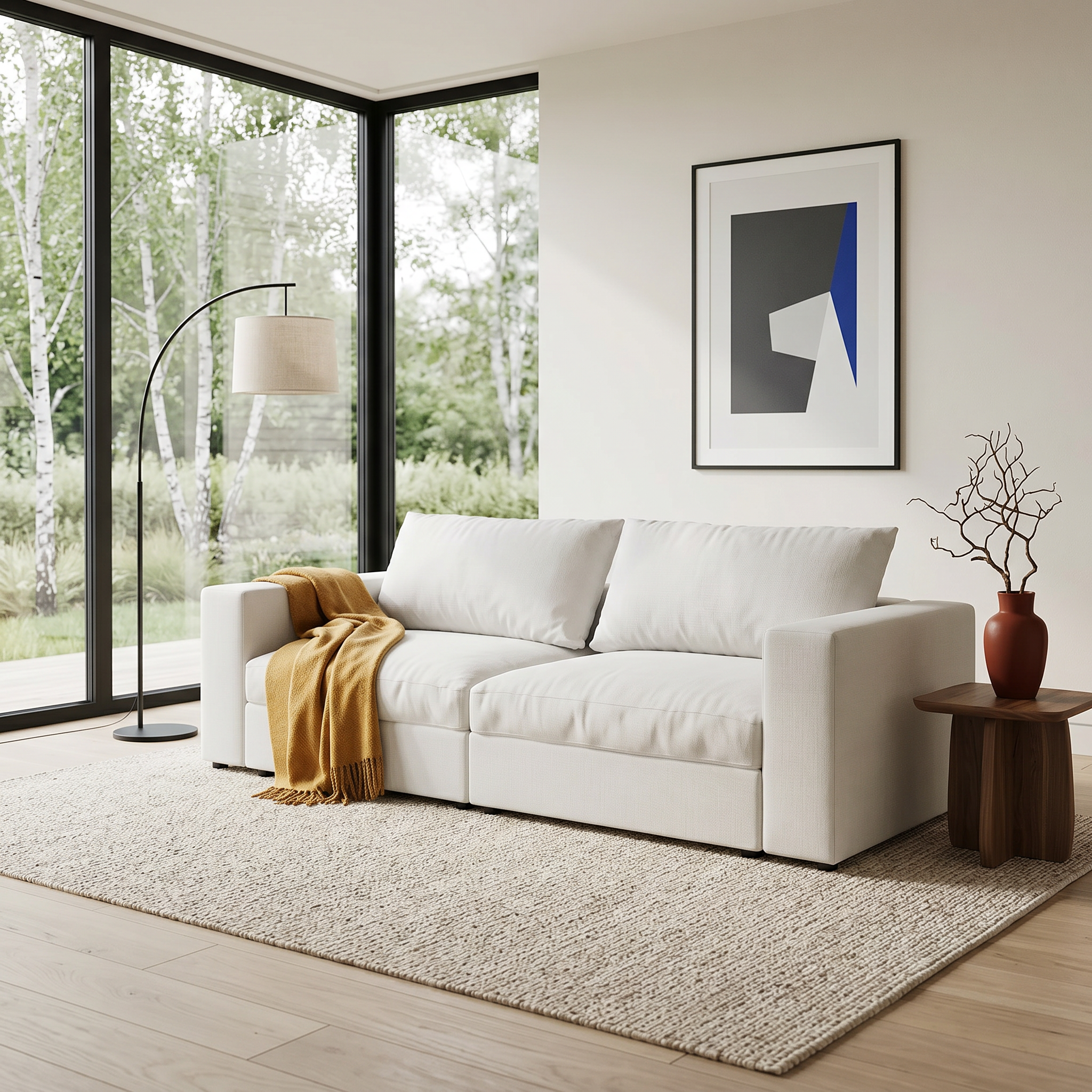 Flayr Sofa 4-Sitzer Webstoff Weiß