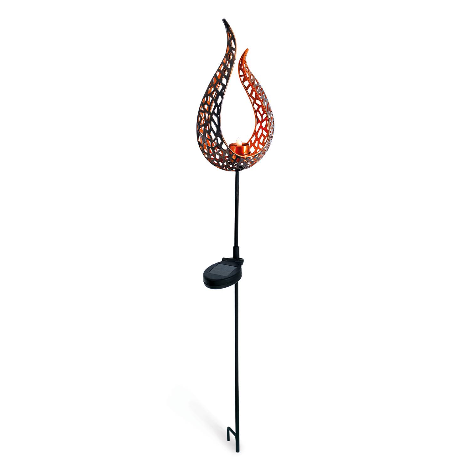 LED Solar Erdspieß Flamme 1-Flammig Stahl 