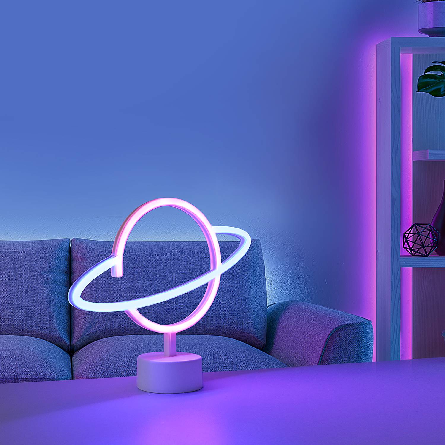 LED Kinderzimmerleuchte Neon-Saturn 1-Flammig