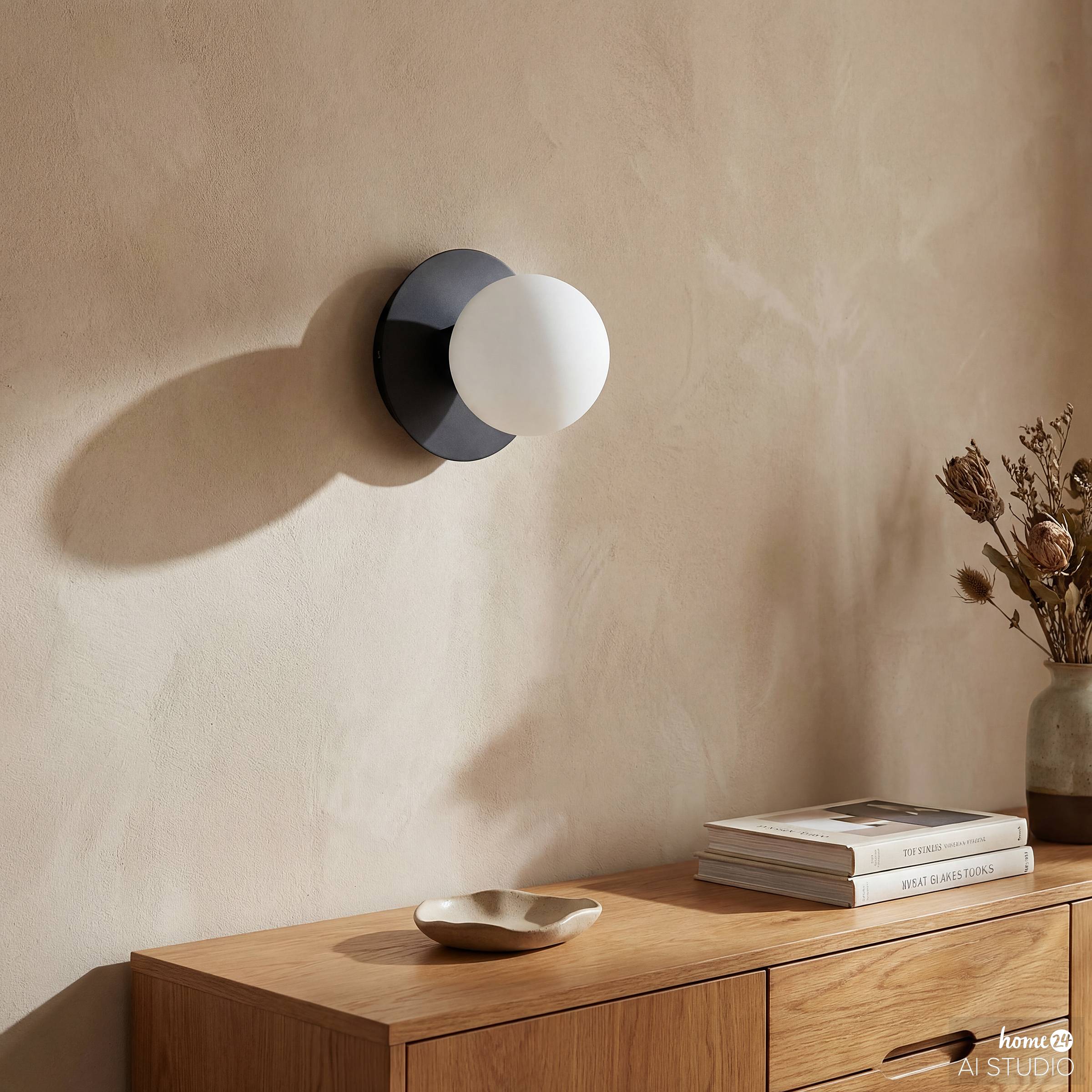 Wall lamp Valto 1-Light Iron Opal glass