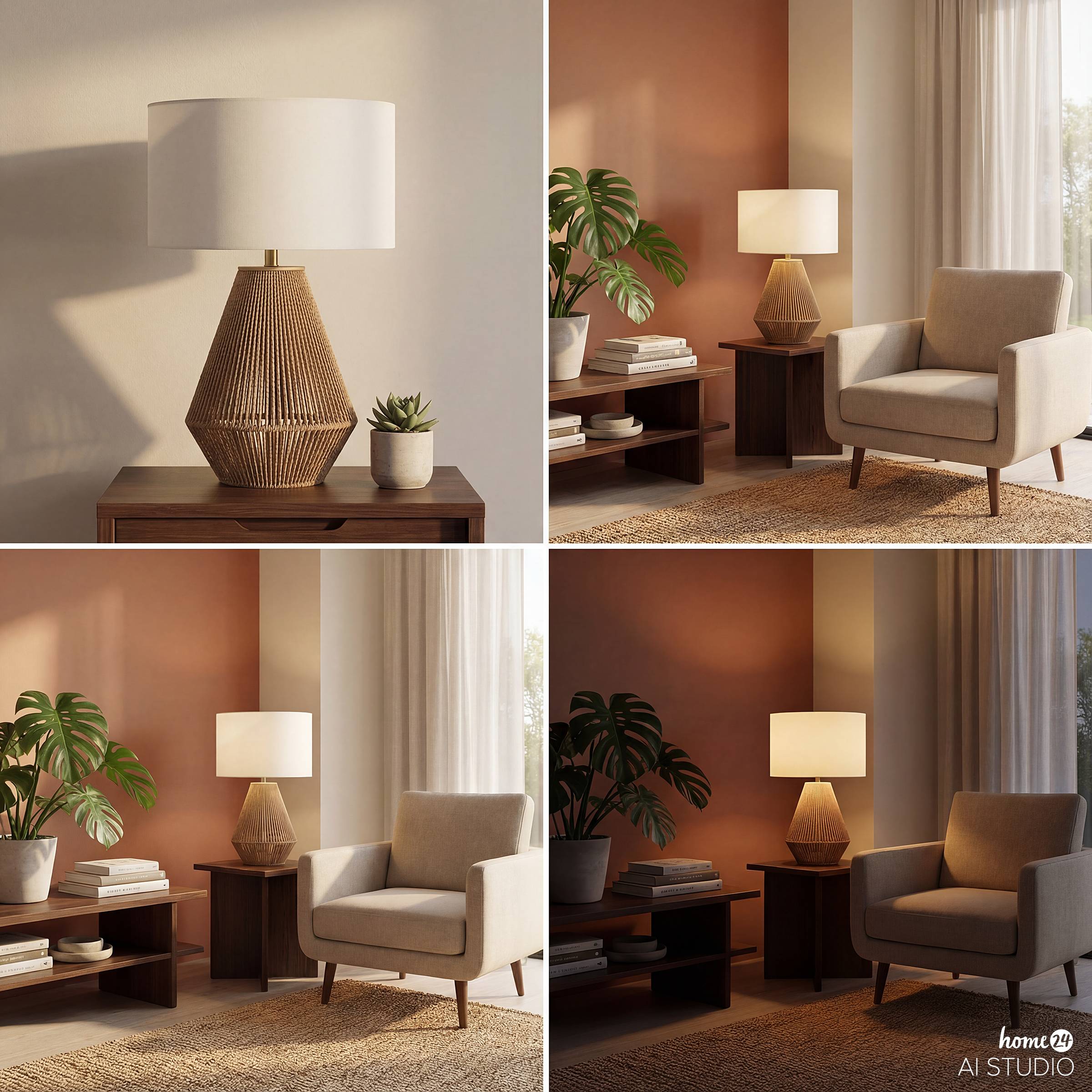 Table lamp STJAN mixed fabric White Beige