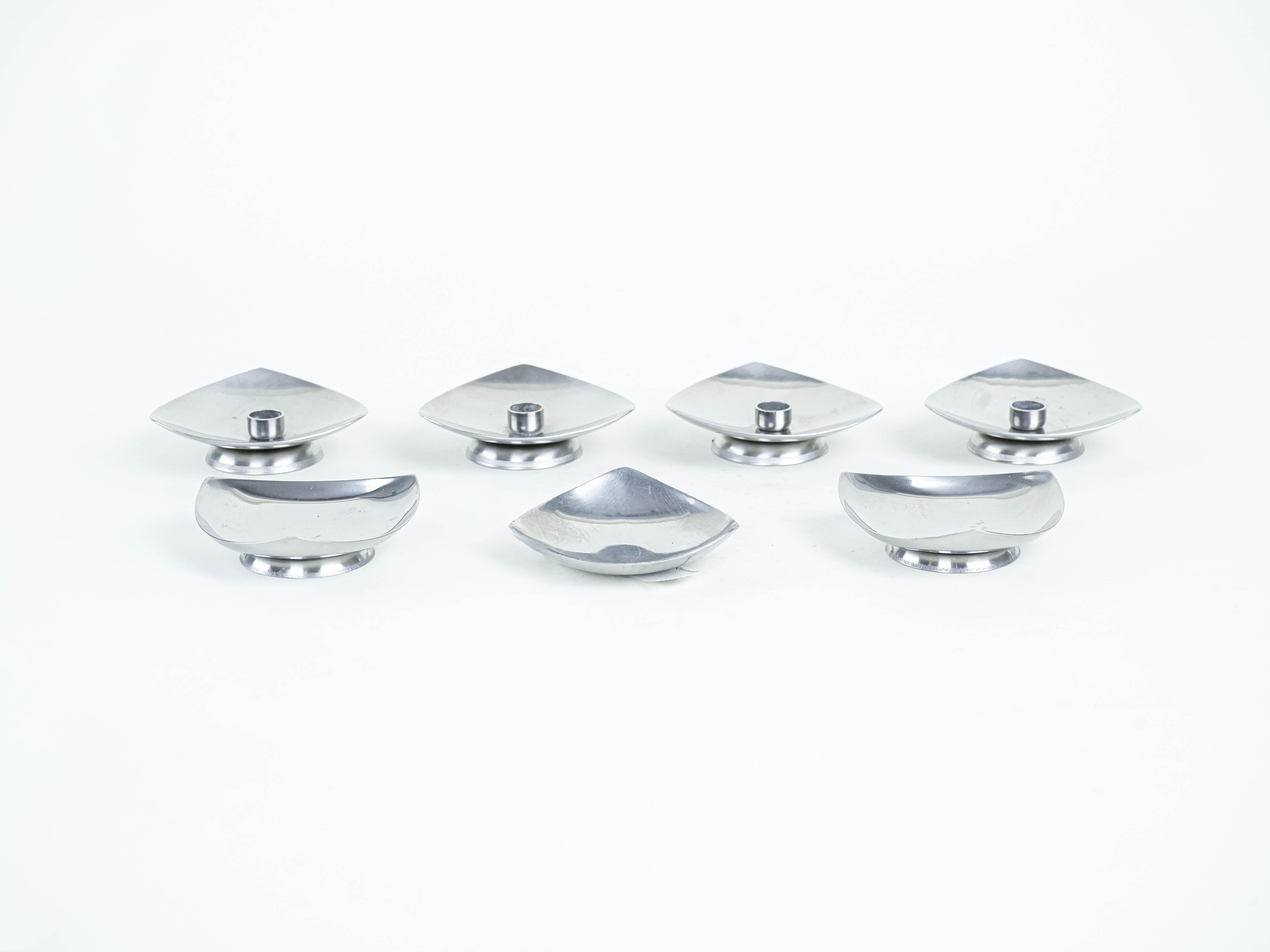 Set of steel candlesticks 1970s