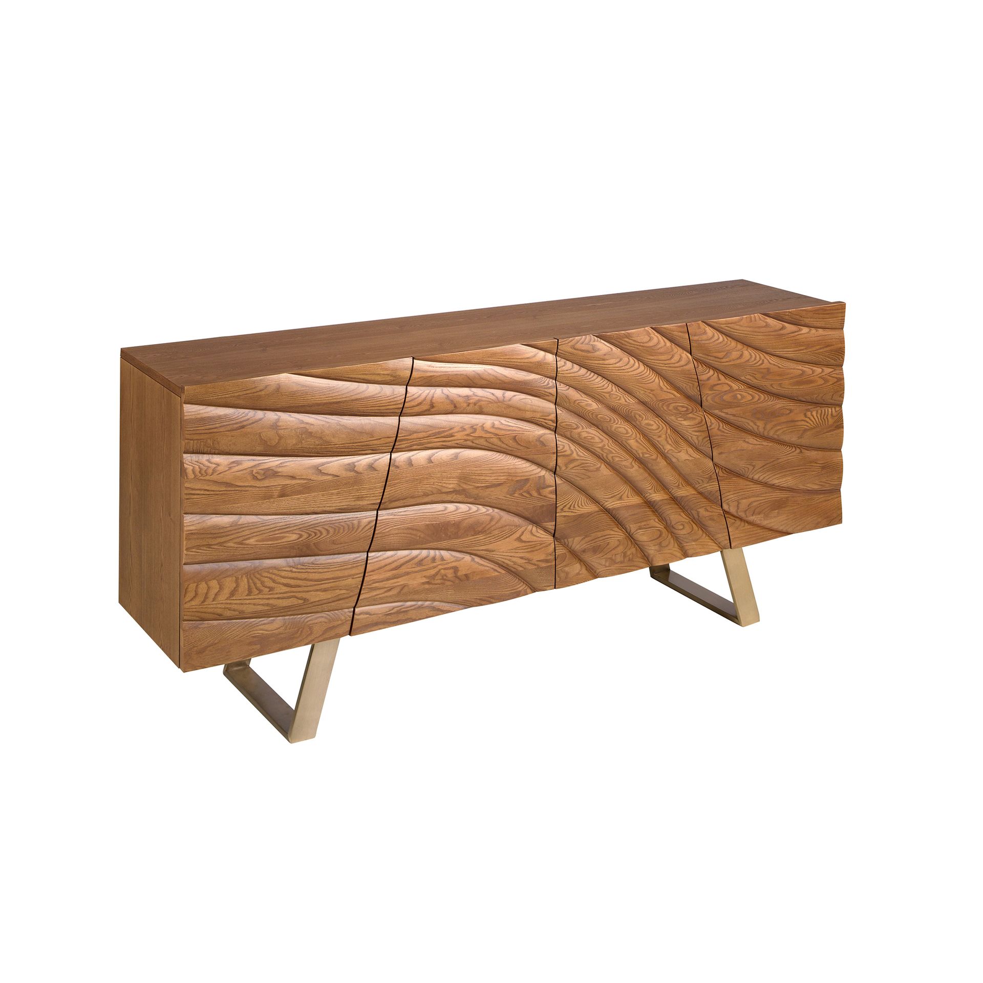 Sideboard in Nussbaum hell und poliertem Stahl 3298