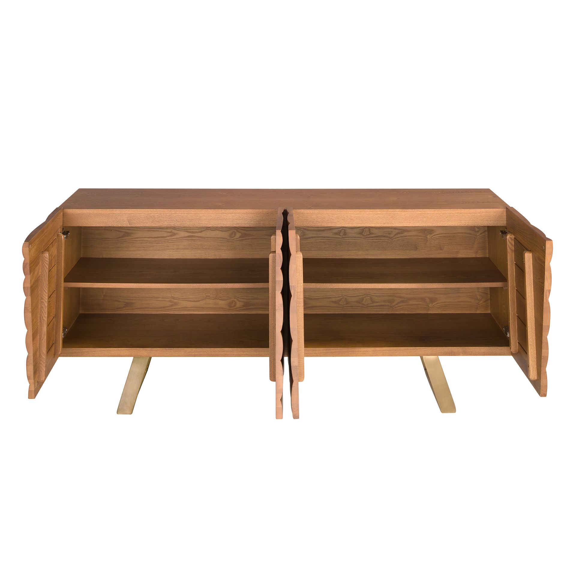 Sideboard in Nussbaum hell und poliertem Stahl 3298