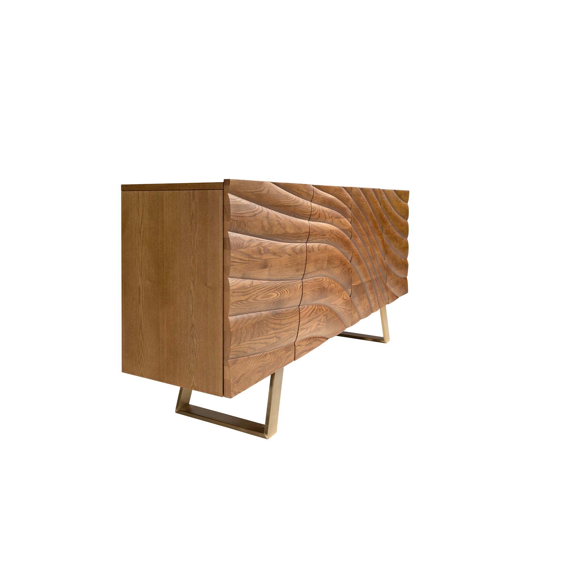 Sideboard in Nussbaum hell und poliertem Stahl 3298