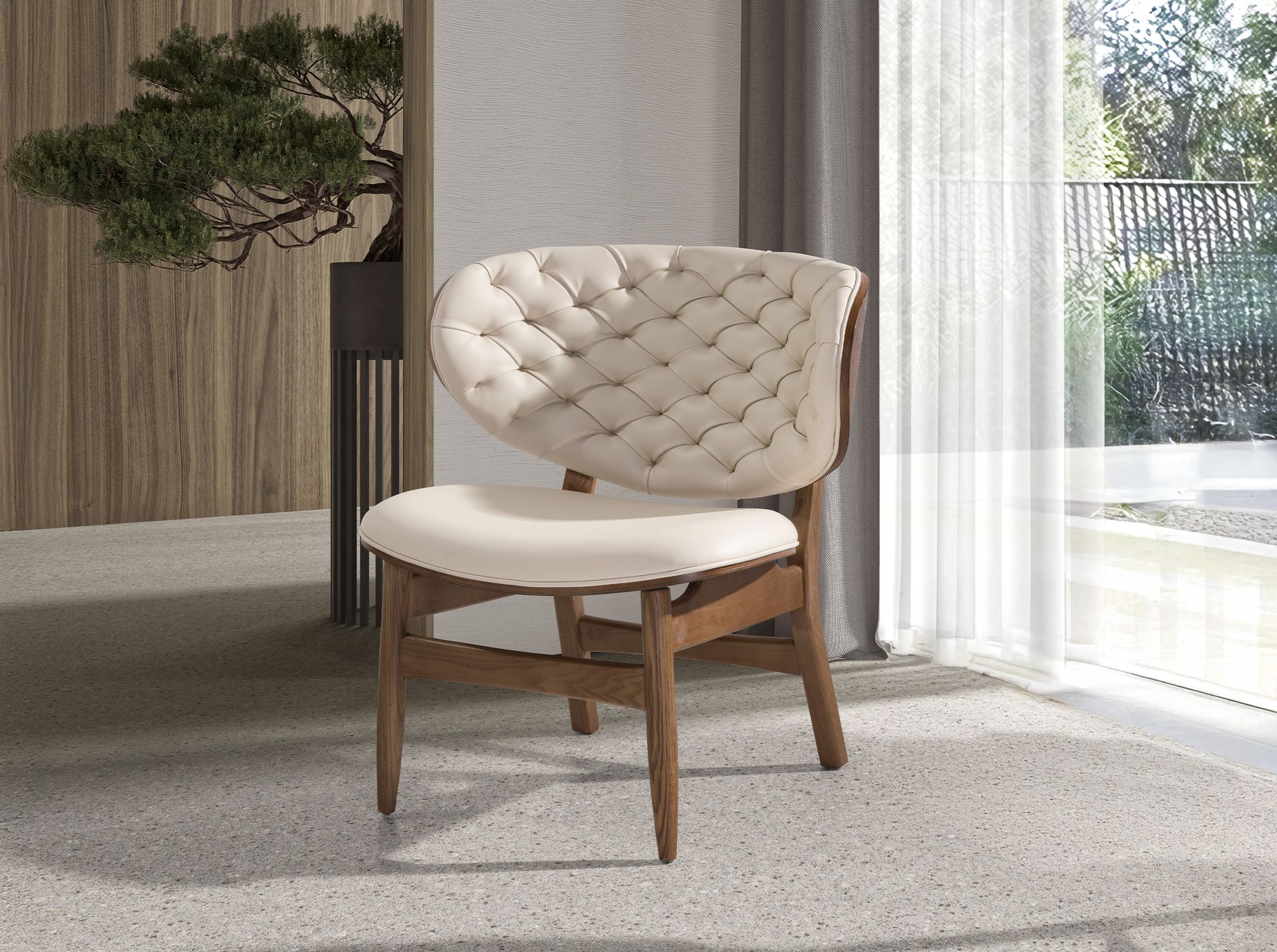 Sessel aus Kunstleder in Sand und Walnuss 5141