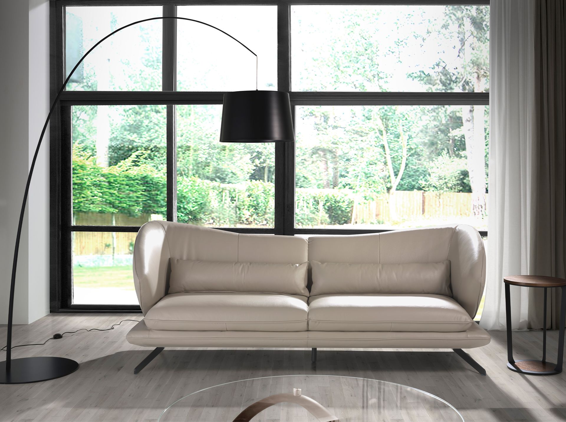3-Sitzer Sofa in taubengrauem Leder 6146