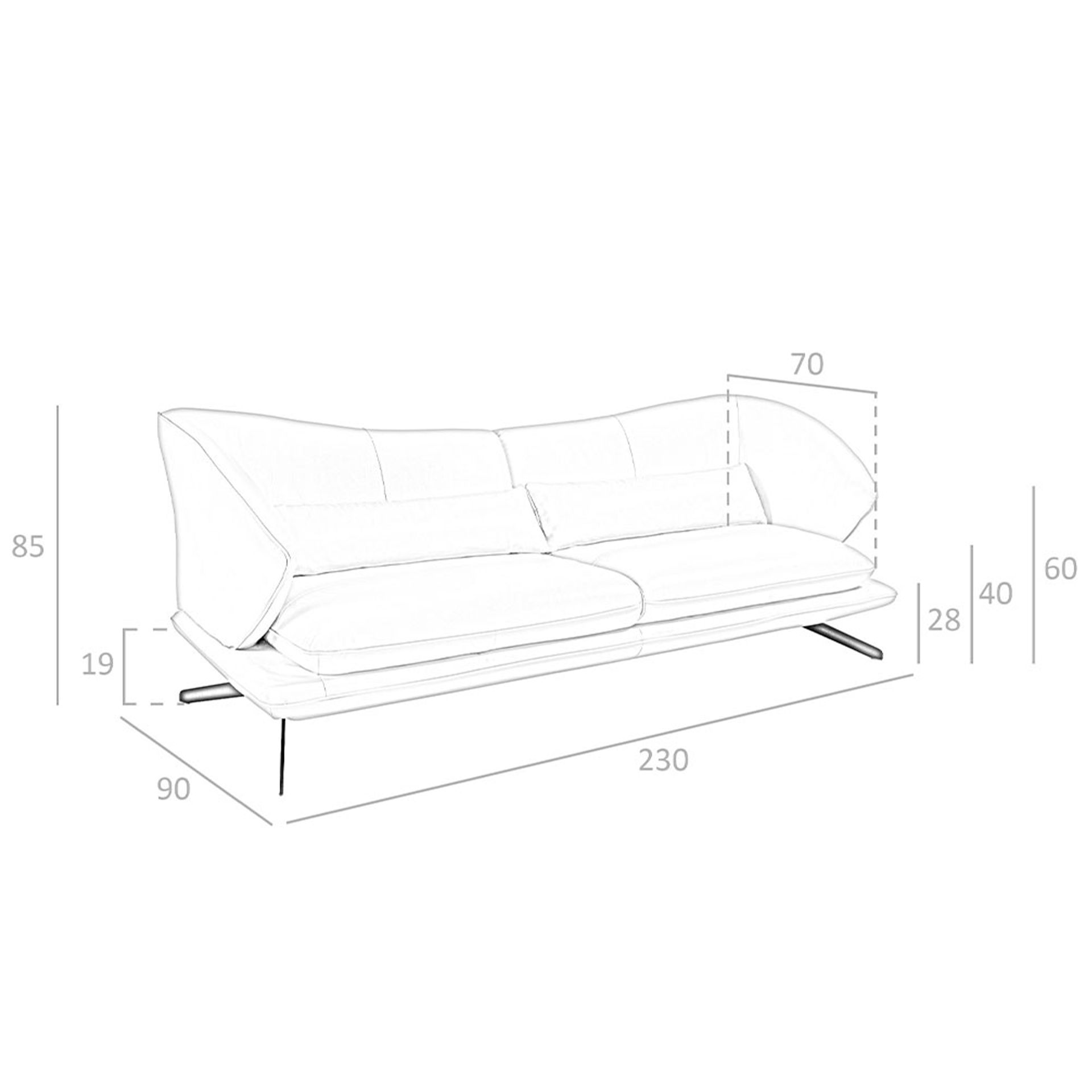 3-Sitzer Sofa in taubengrauem Leder 6146