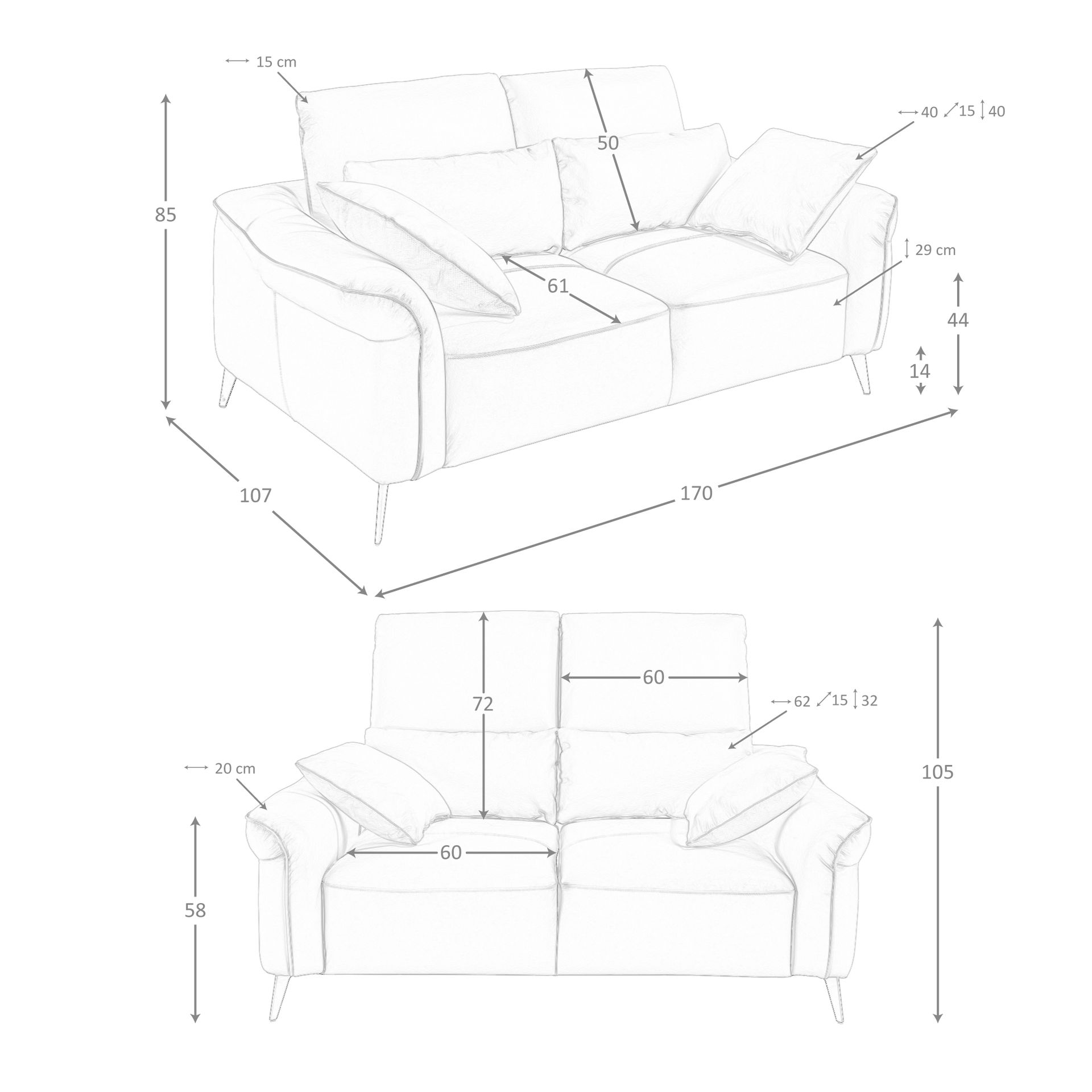 2-Sitzer Sofa braunes Leder 6207