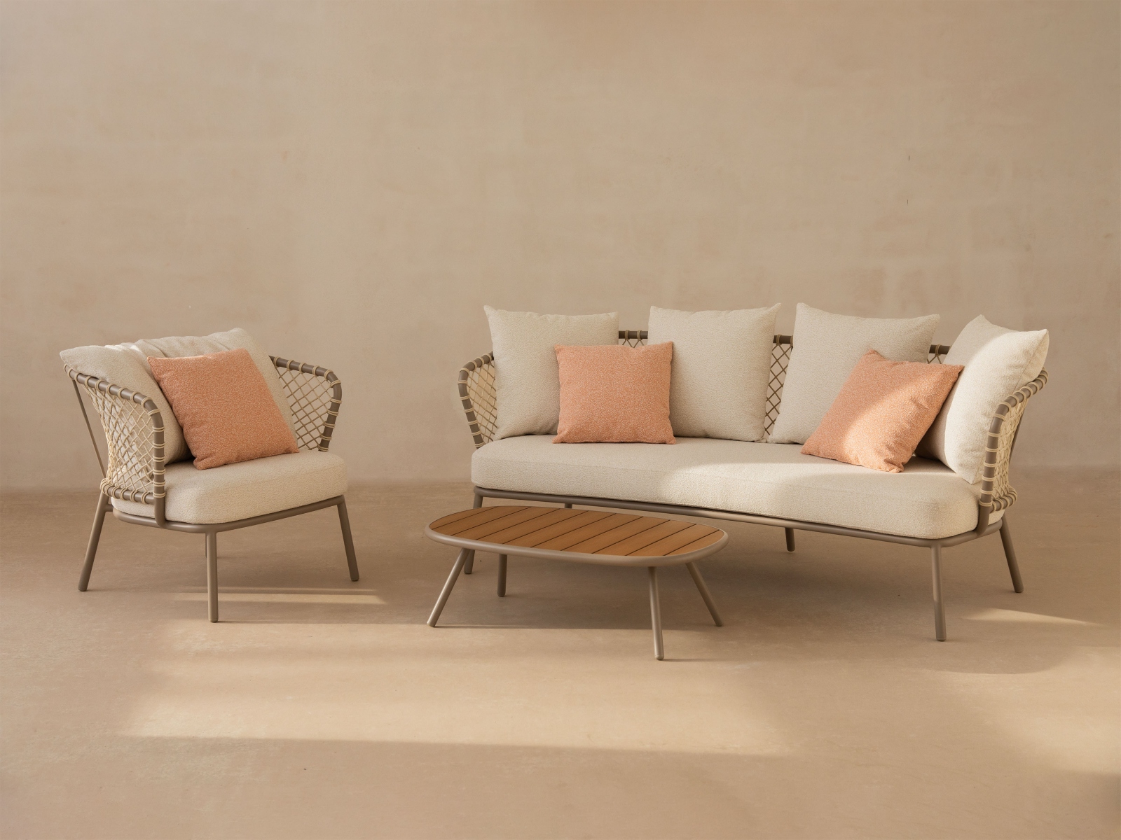 2-Seater Outdoor Sofa Canar Polyester Beige