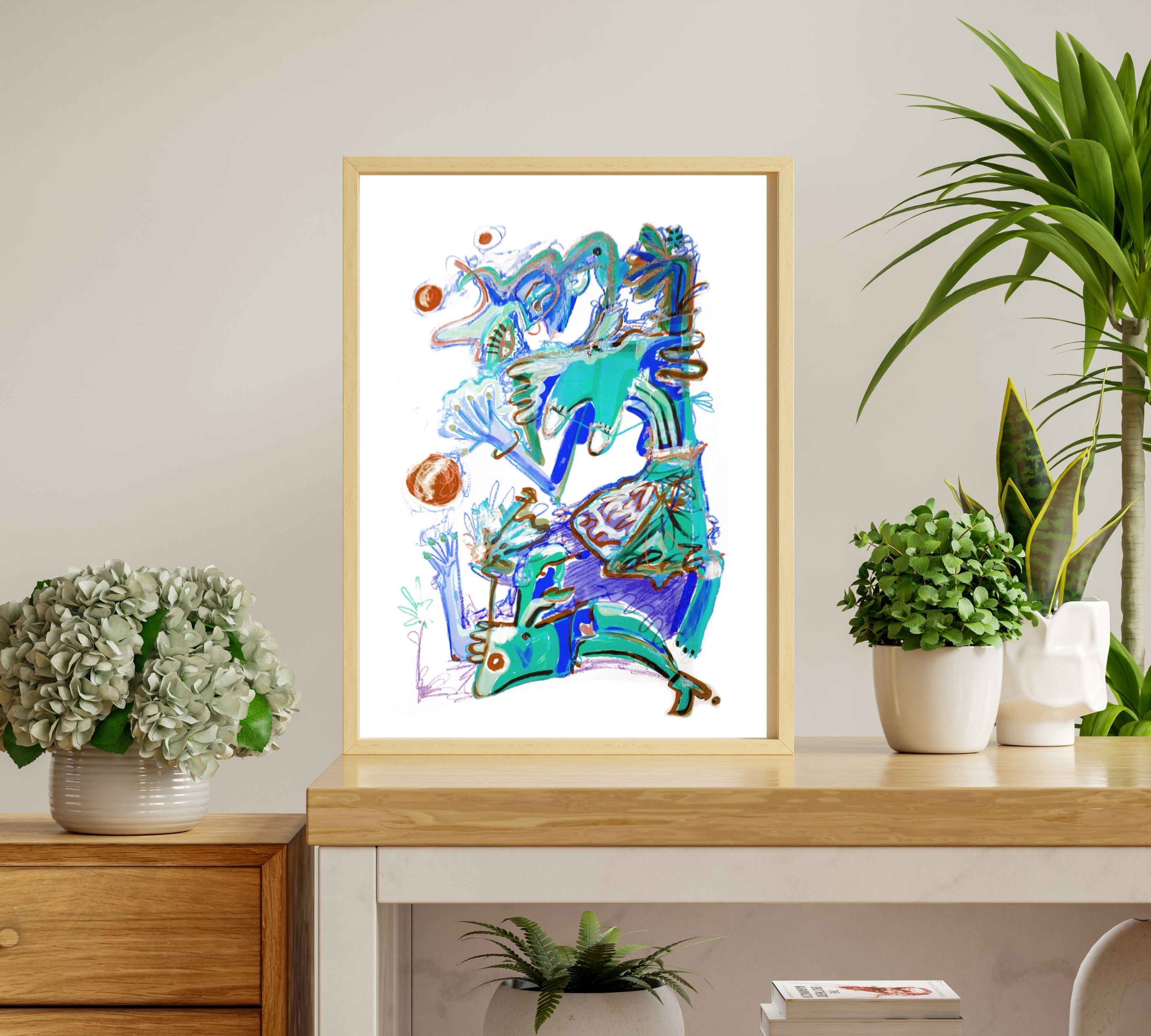 Mamma e Bimbo Art Print Multicolored