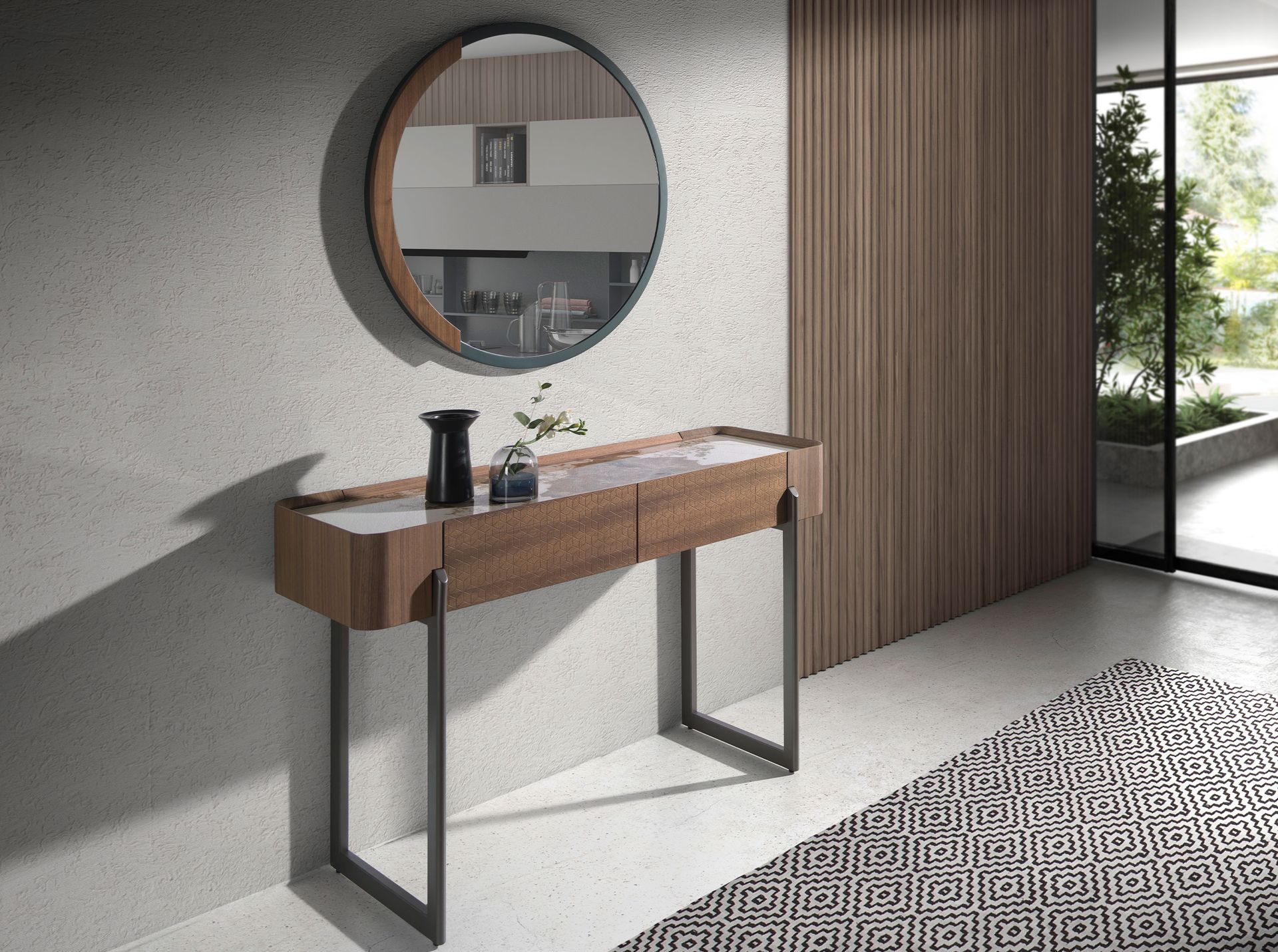 Wooden Wall Mirror Black 3247 Ø80cm
