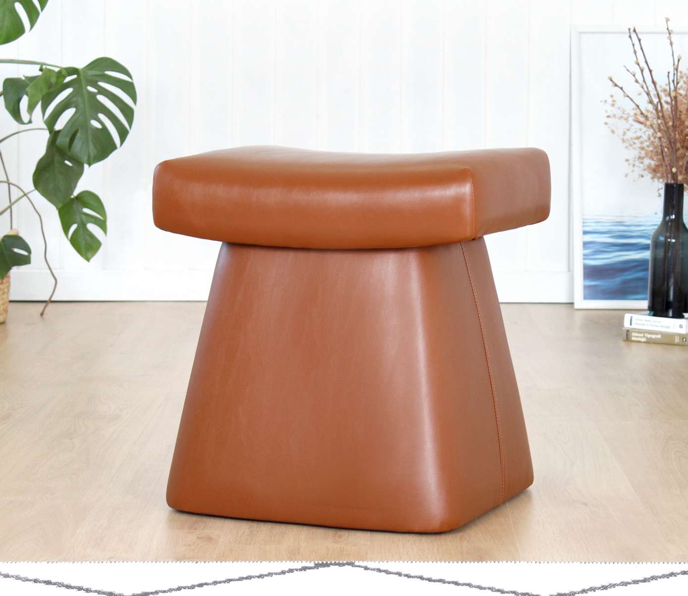 Dambert Stool Faux Leather Light Brown