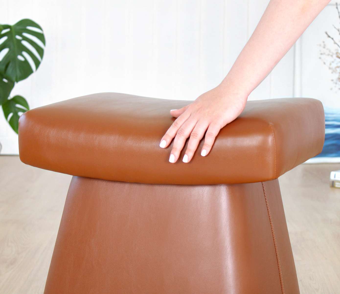Dambert Stool Faux Leather Light Brown