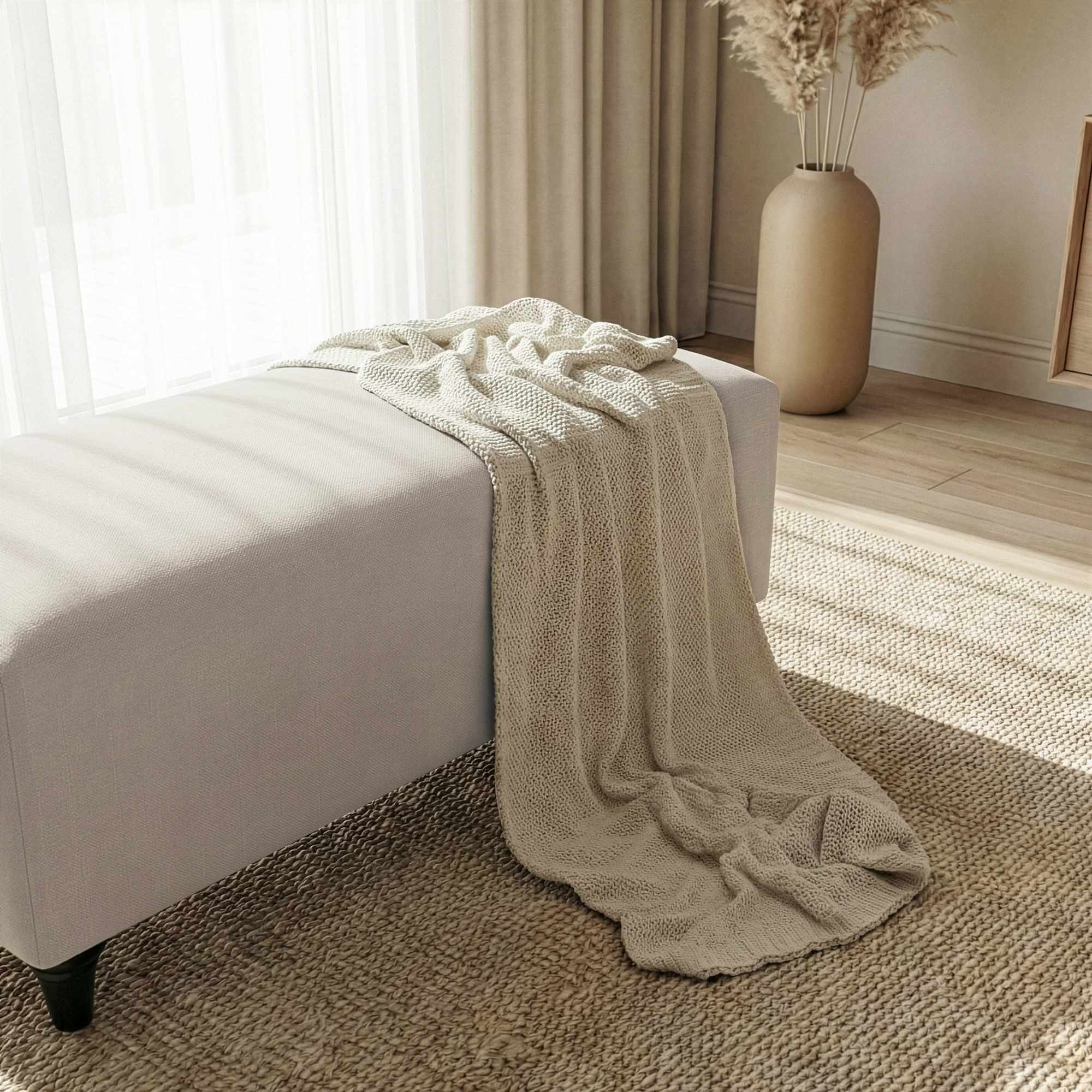 Flavia Pouf Linen Beige