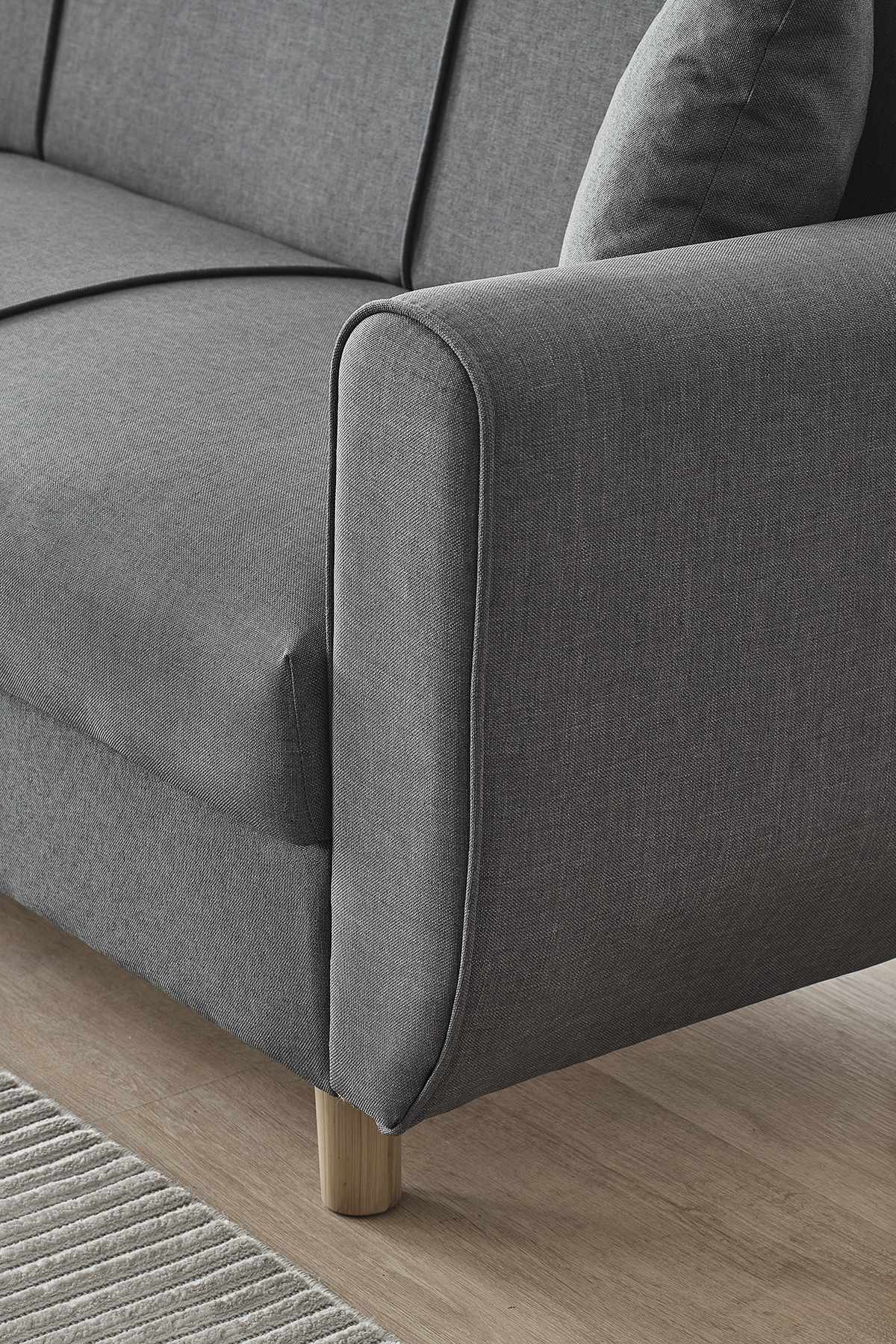 Flavia 3-Seater Sofa Bed Linen Dark Grey