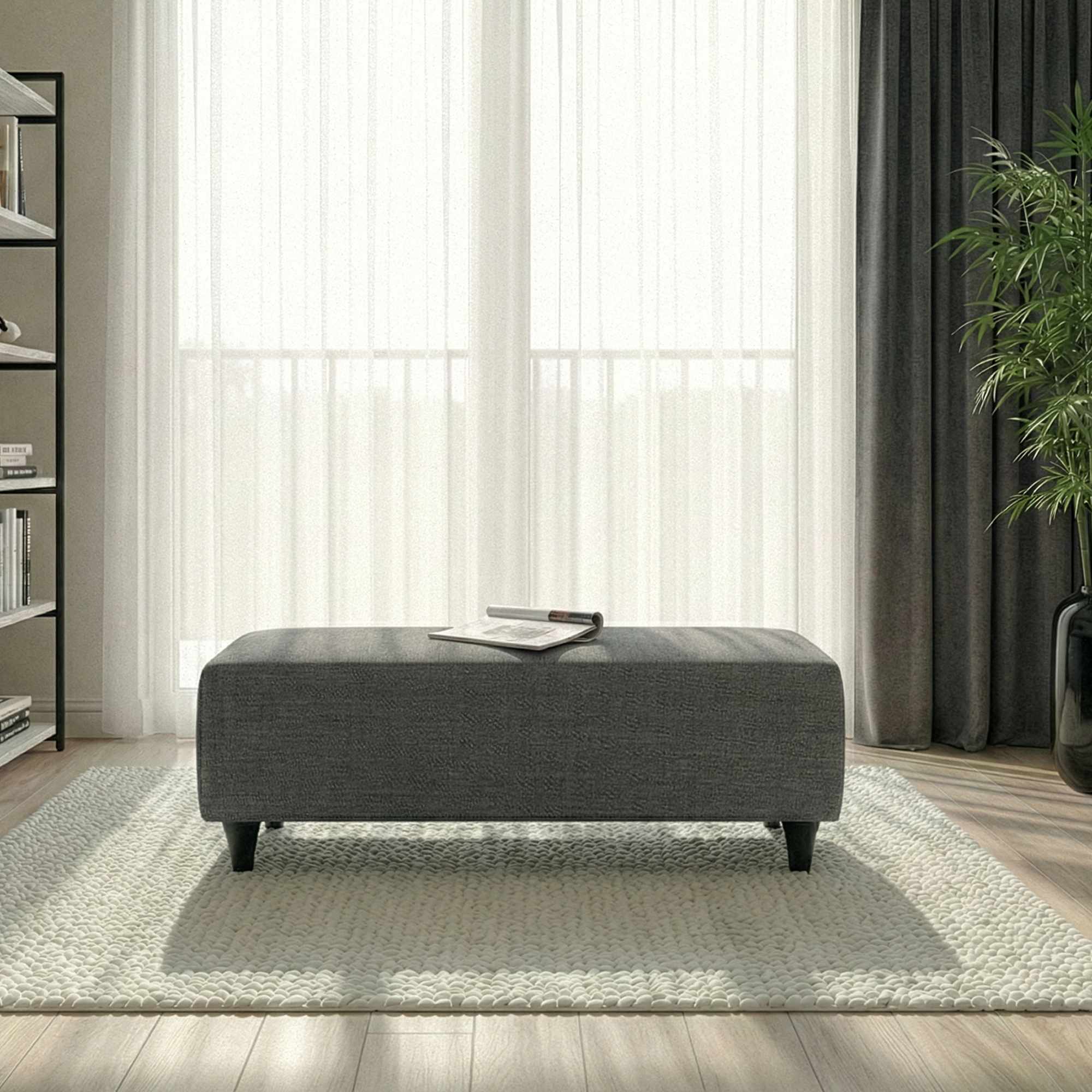 Flavia Pouf Leinen Grau