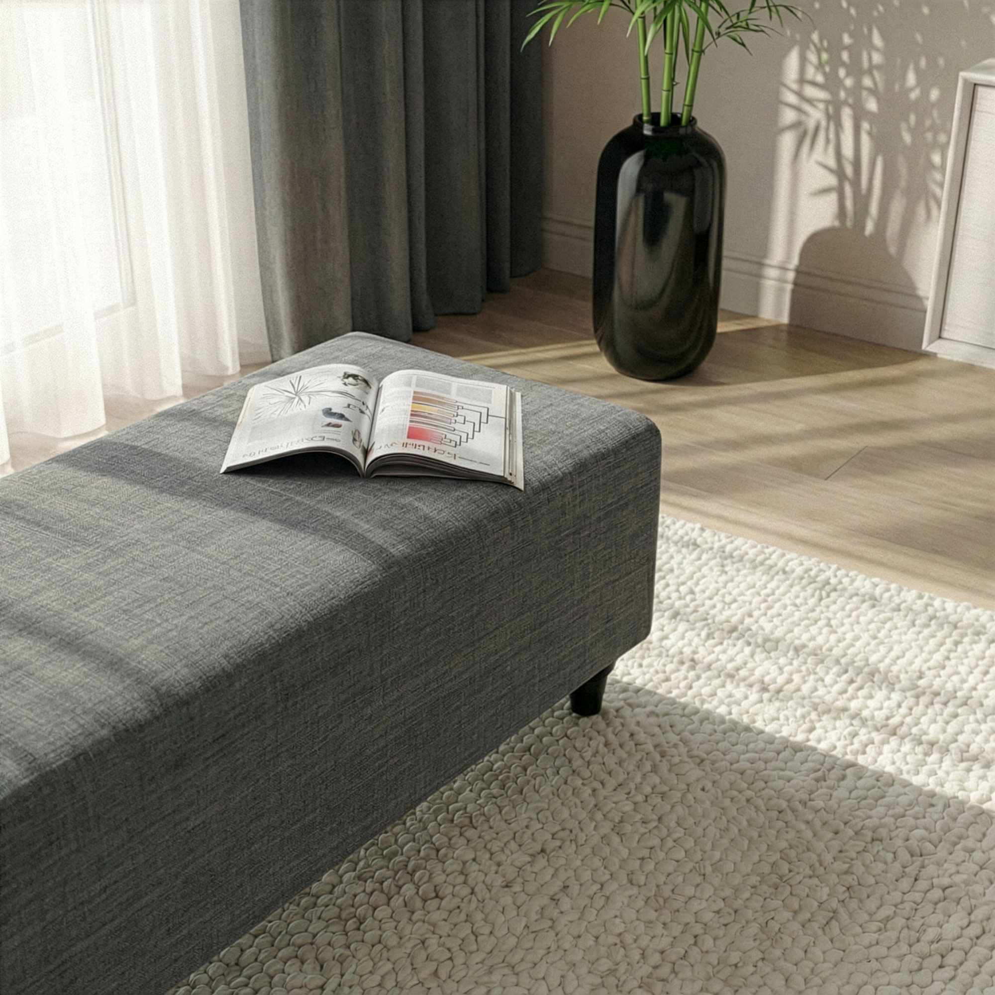 Flavia Pouf Linen Grey