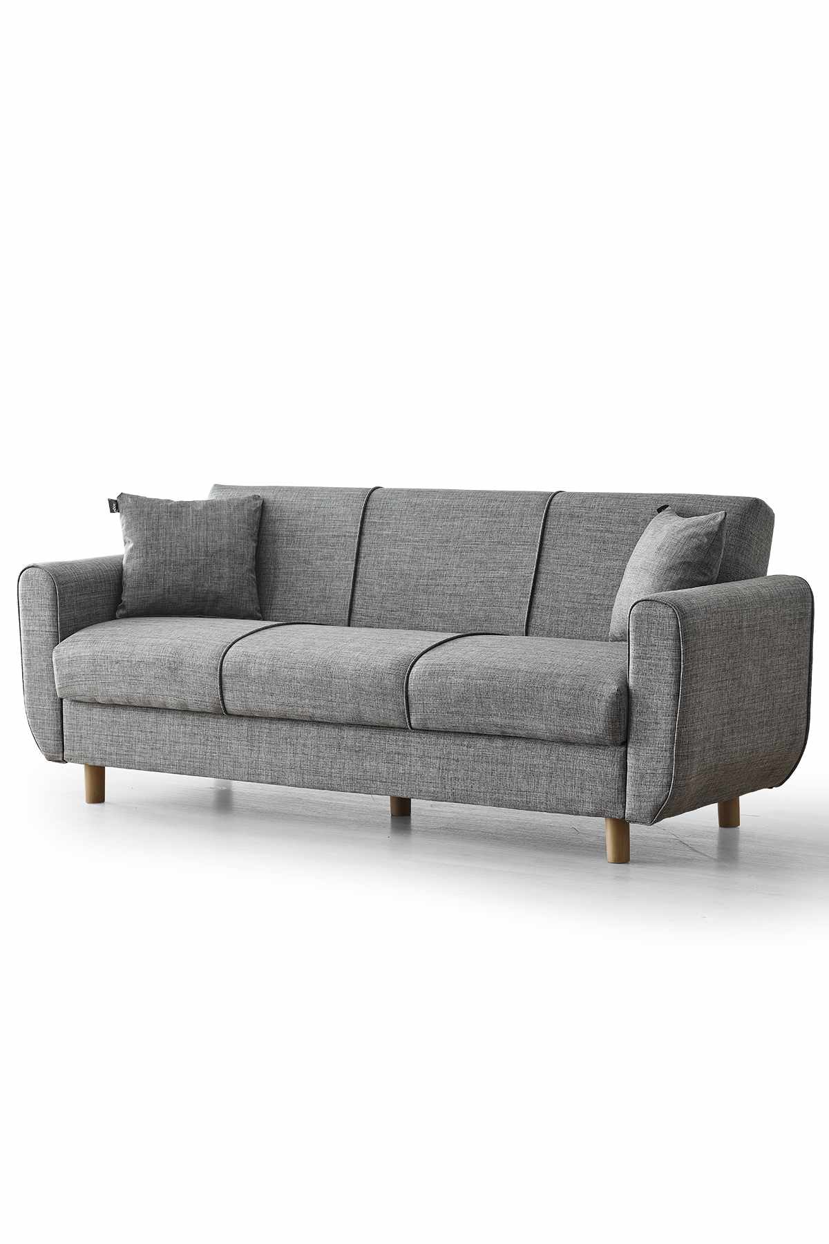 Flavia 3 Sitzer Schlafsofa Leinen Grau