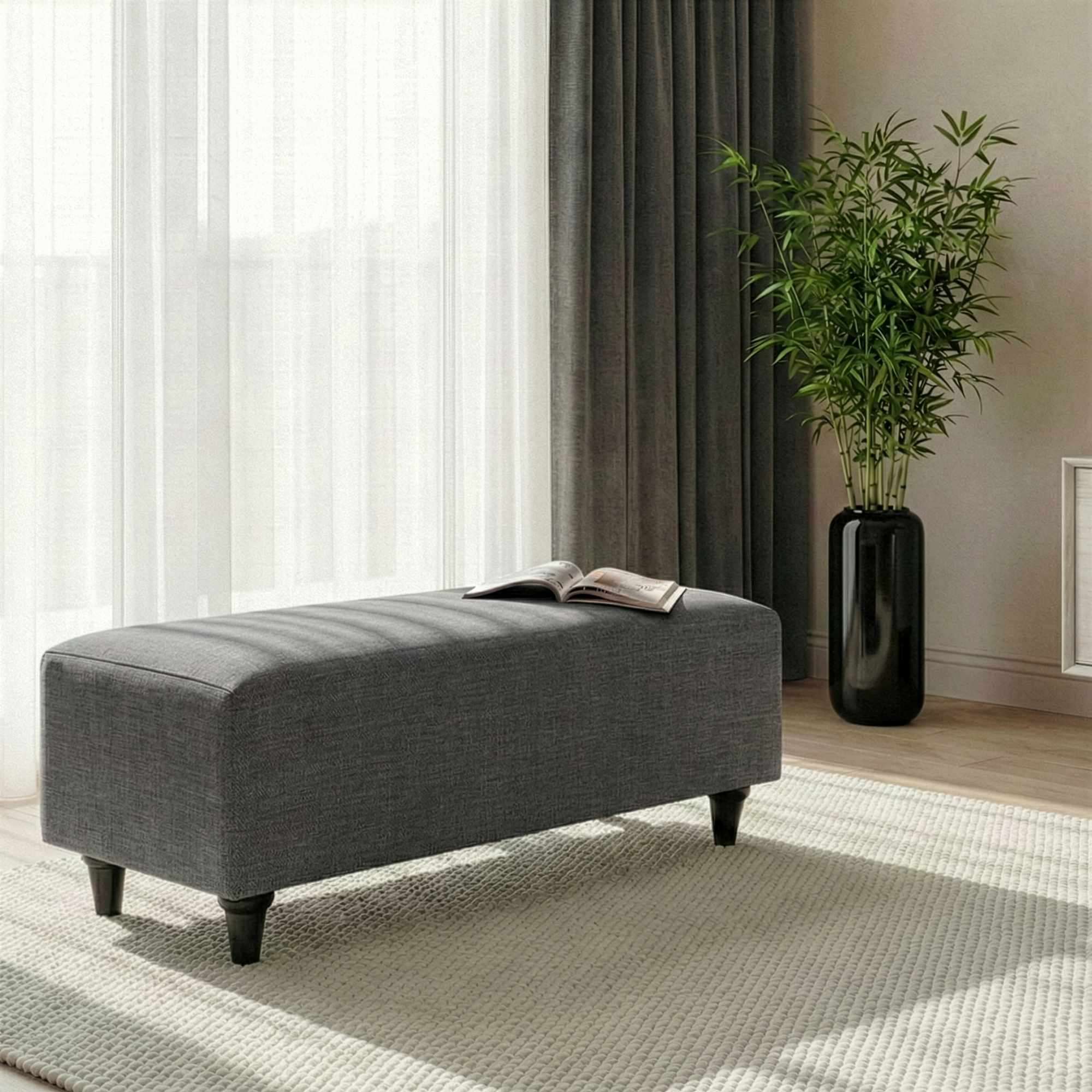 Flavia Pouf Linen Grey