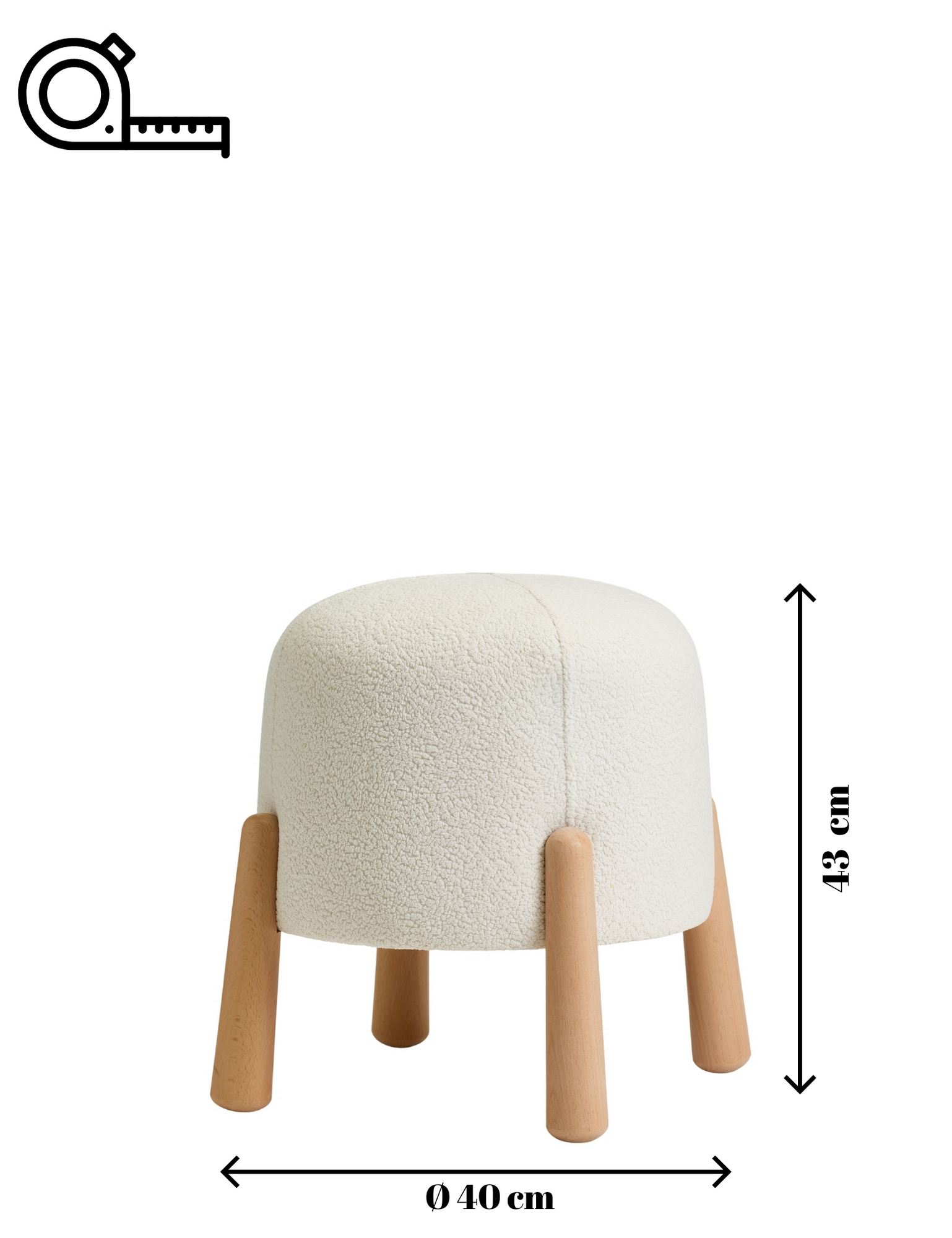 Floki Pouf Woven Fabric White