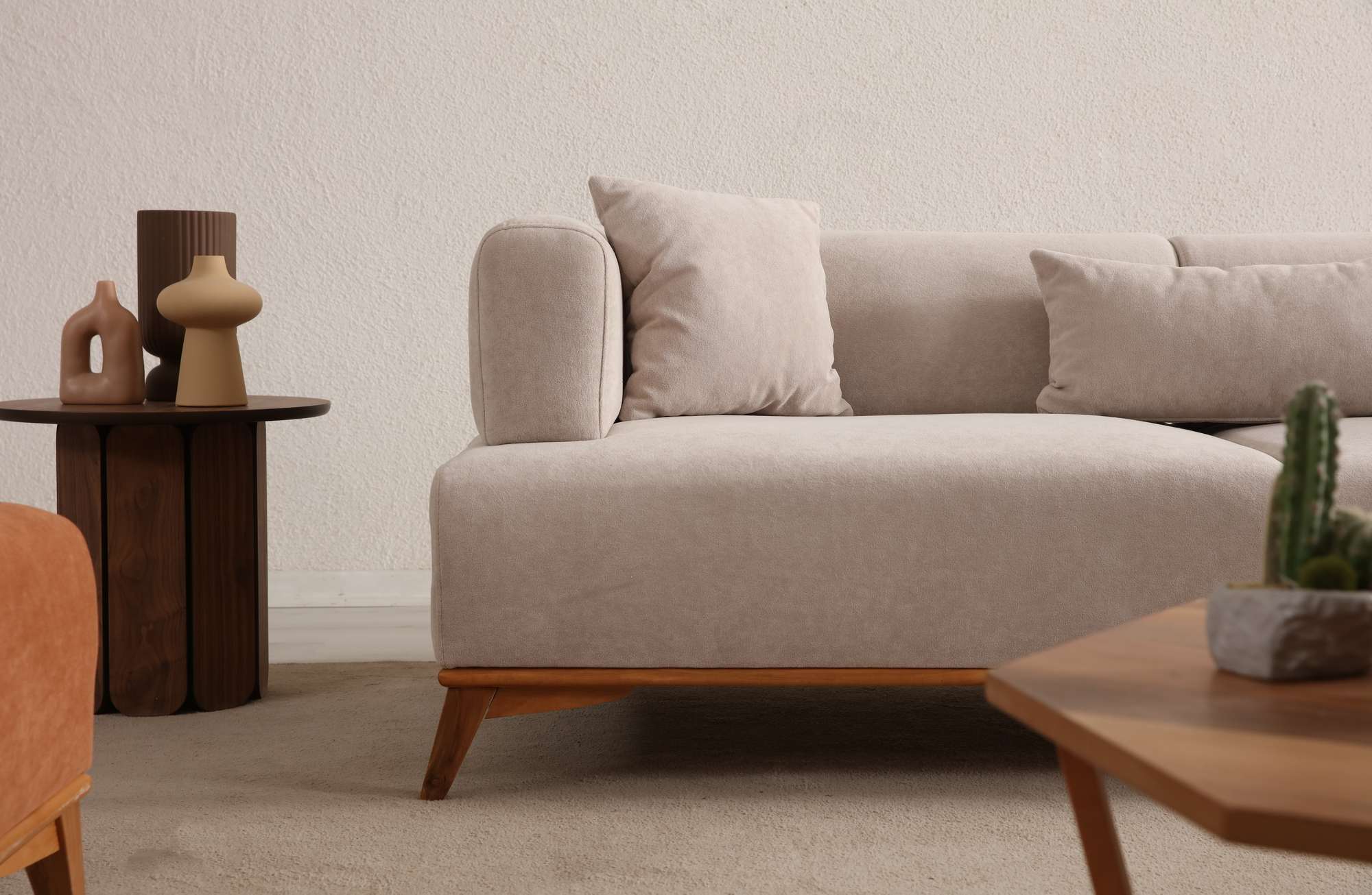 Hera 3 Sitzer Sofa Polyester Creme