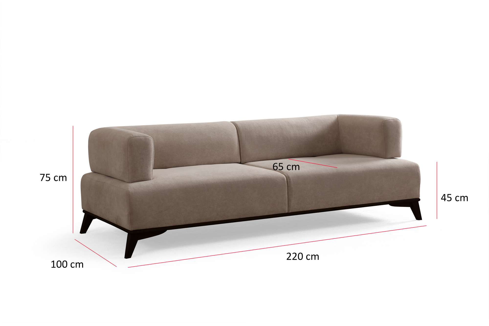 Hera 3 Seater Sofa Polyester Cream Black