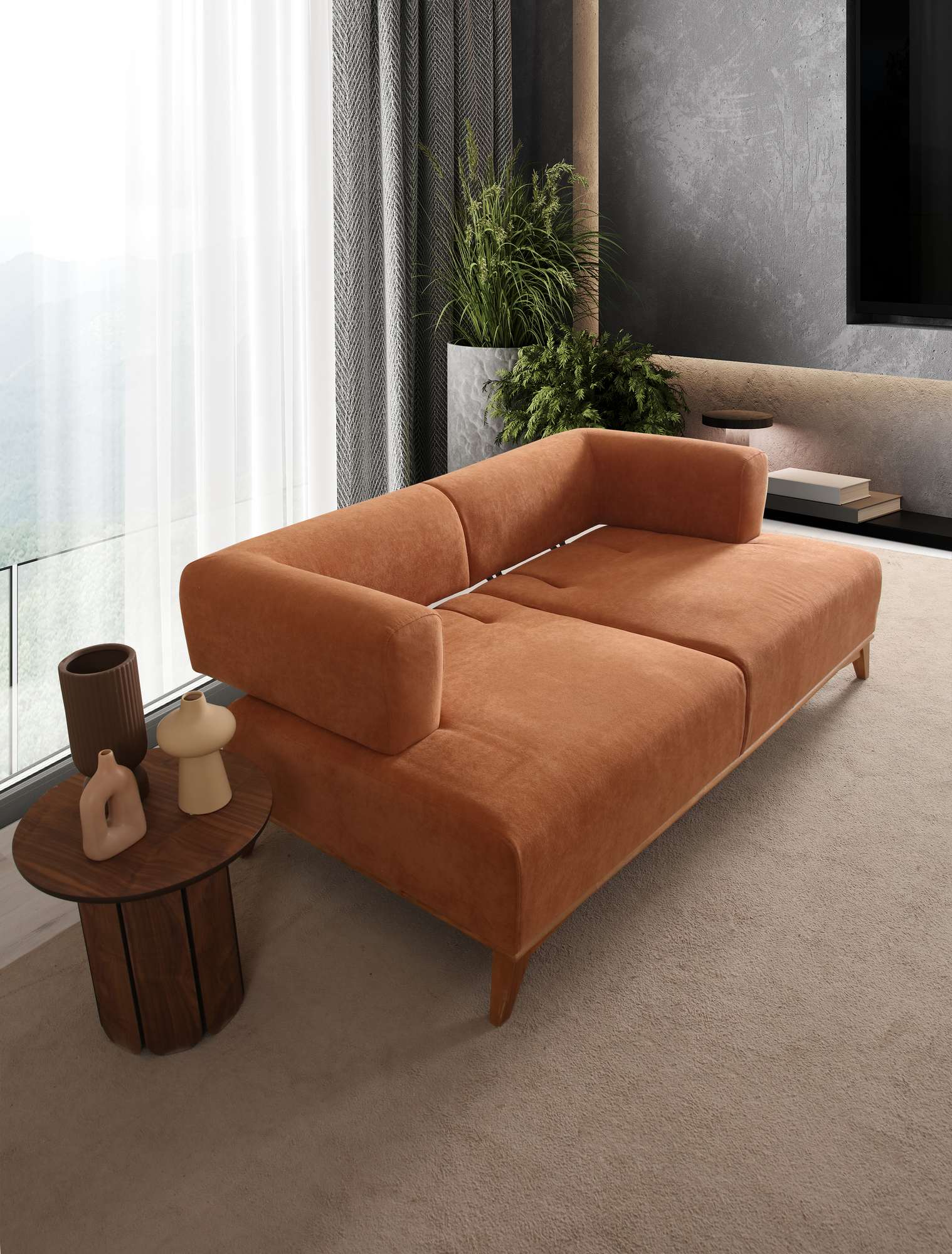 Hera 2 Sitzer Sofa Polyester Orange