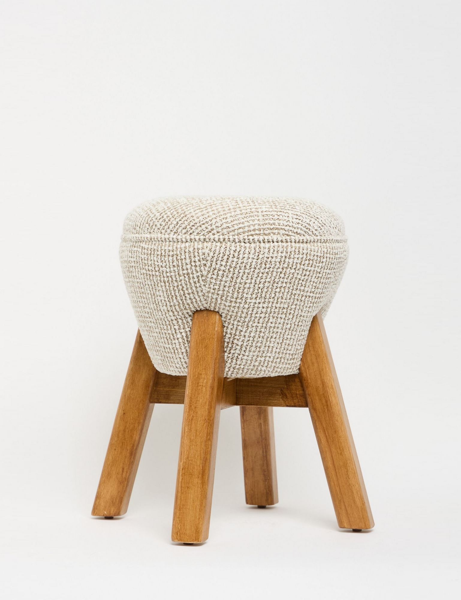 Hermod Stool Woven Fabric Cream Walnut