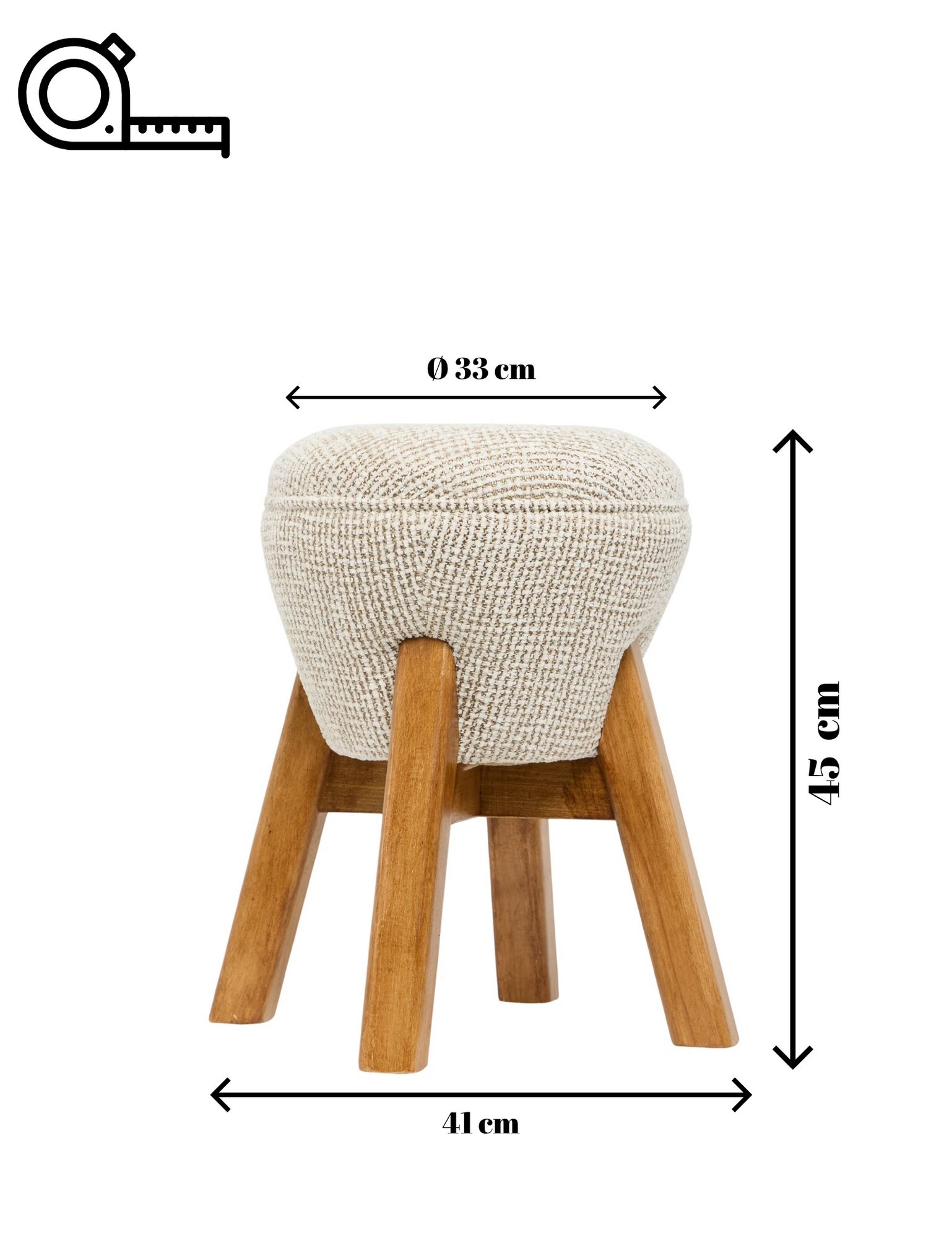 Hermod Hocker Webstoff Creme Walnuss