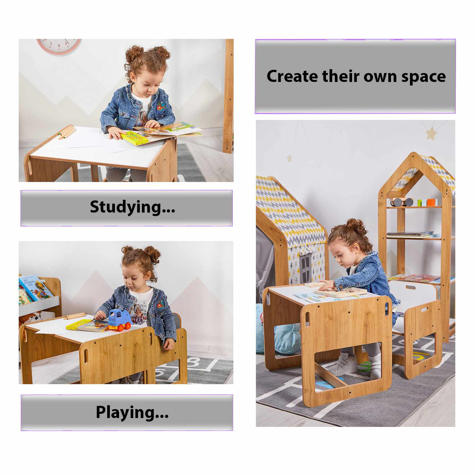 Dove Children's Table Set of 2 MDF White Natural