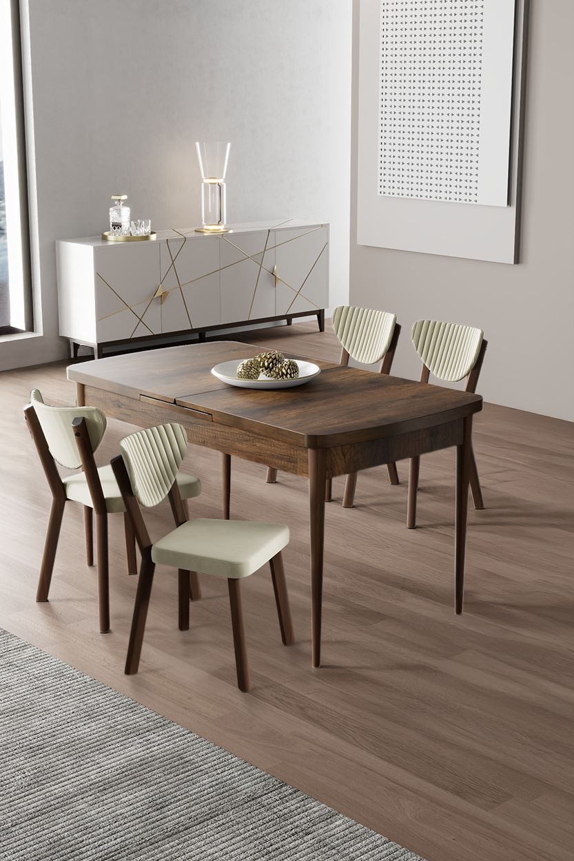 Exve Dining Group 5-piece Set Wood-based Material Cream Baroque