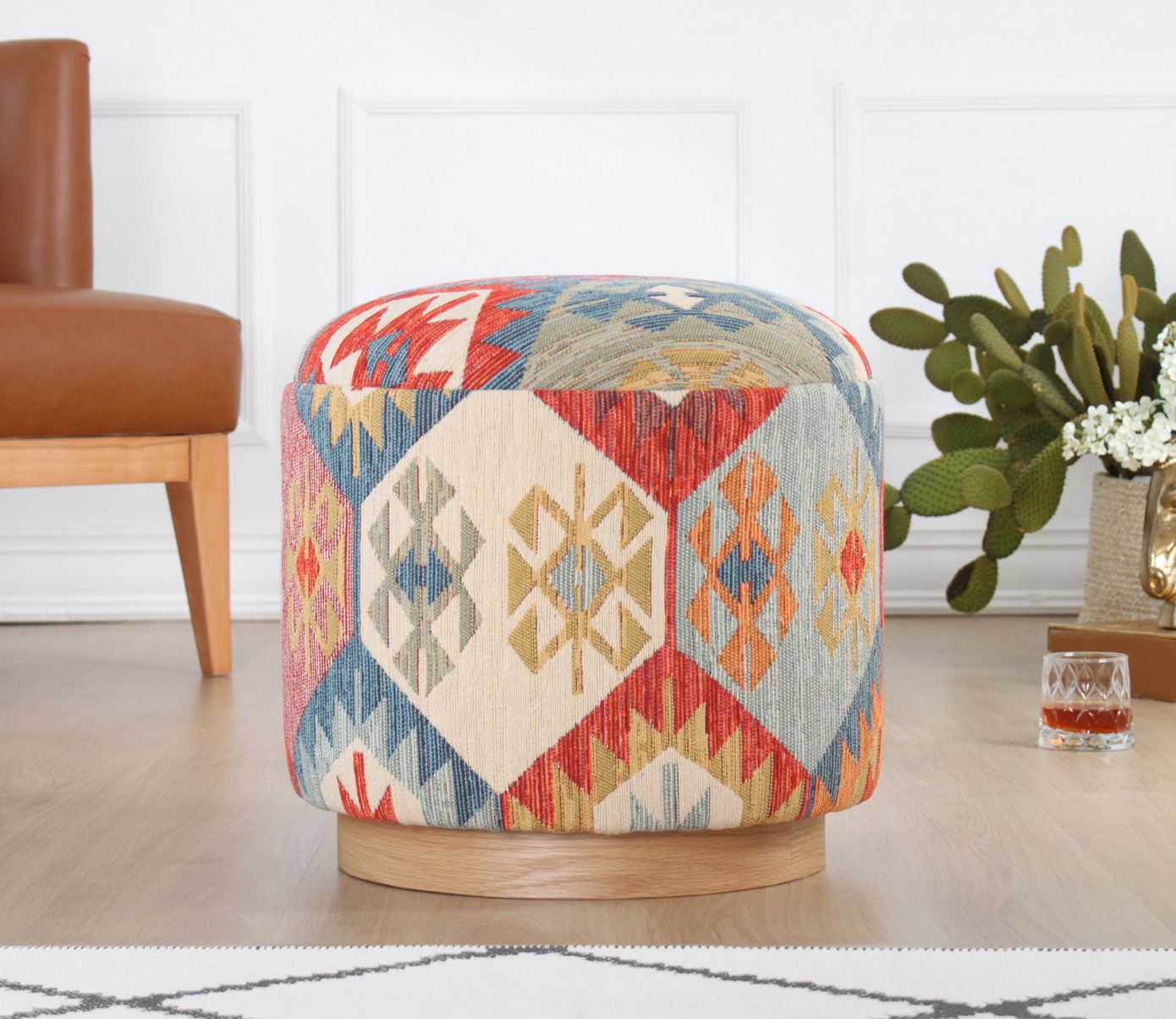 Ferruz Stool Cotton Linen Multicolored