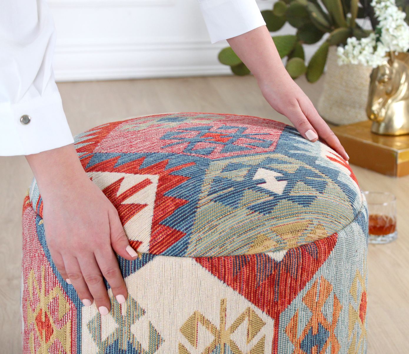 Ferruz Stool Cotton Linen Multicolored
