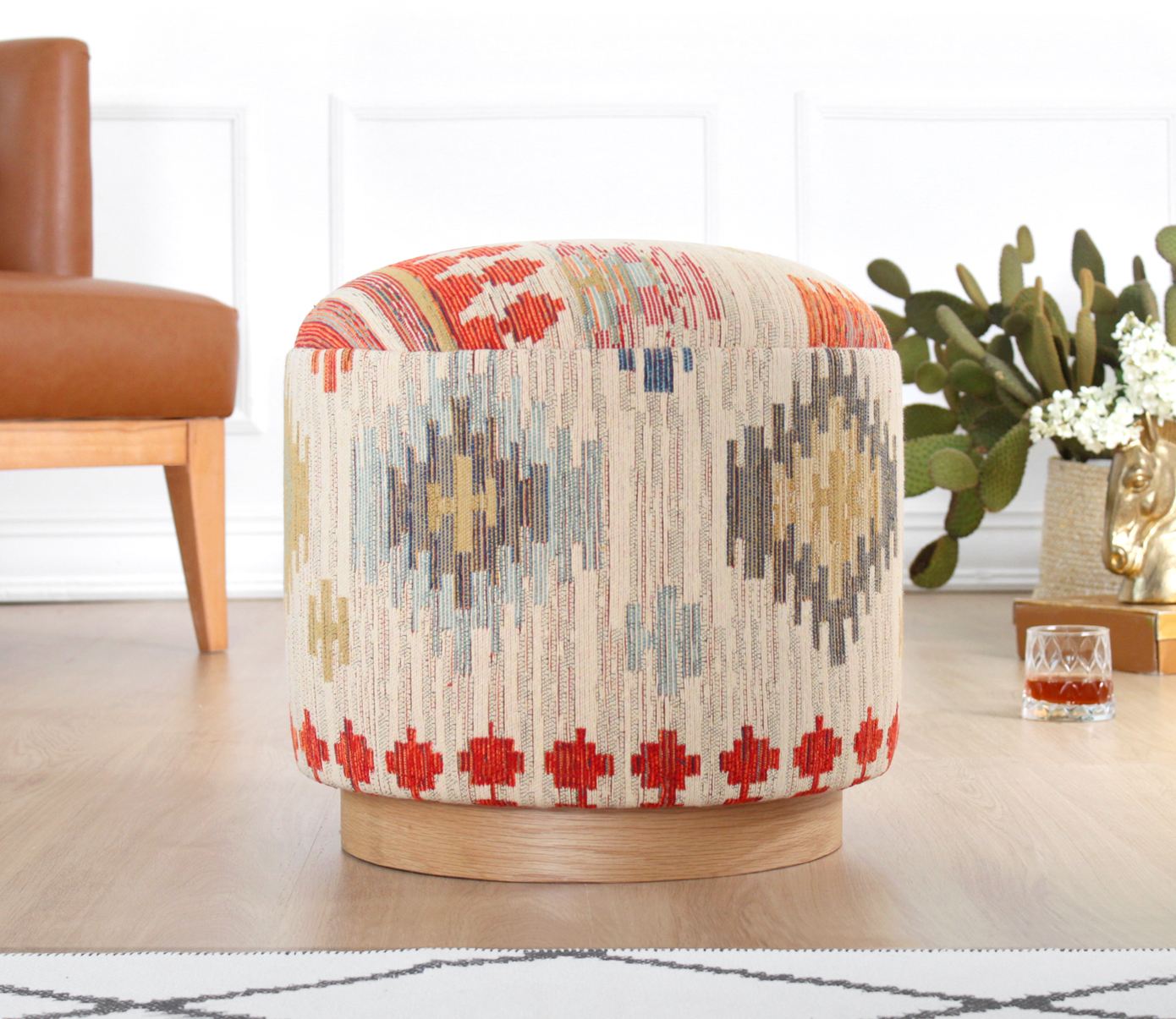 Ferruz Stool Cotton Linen Beige